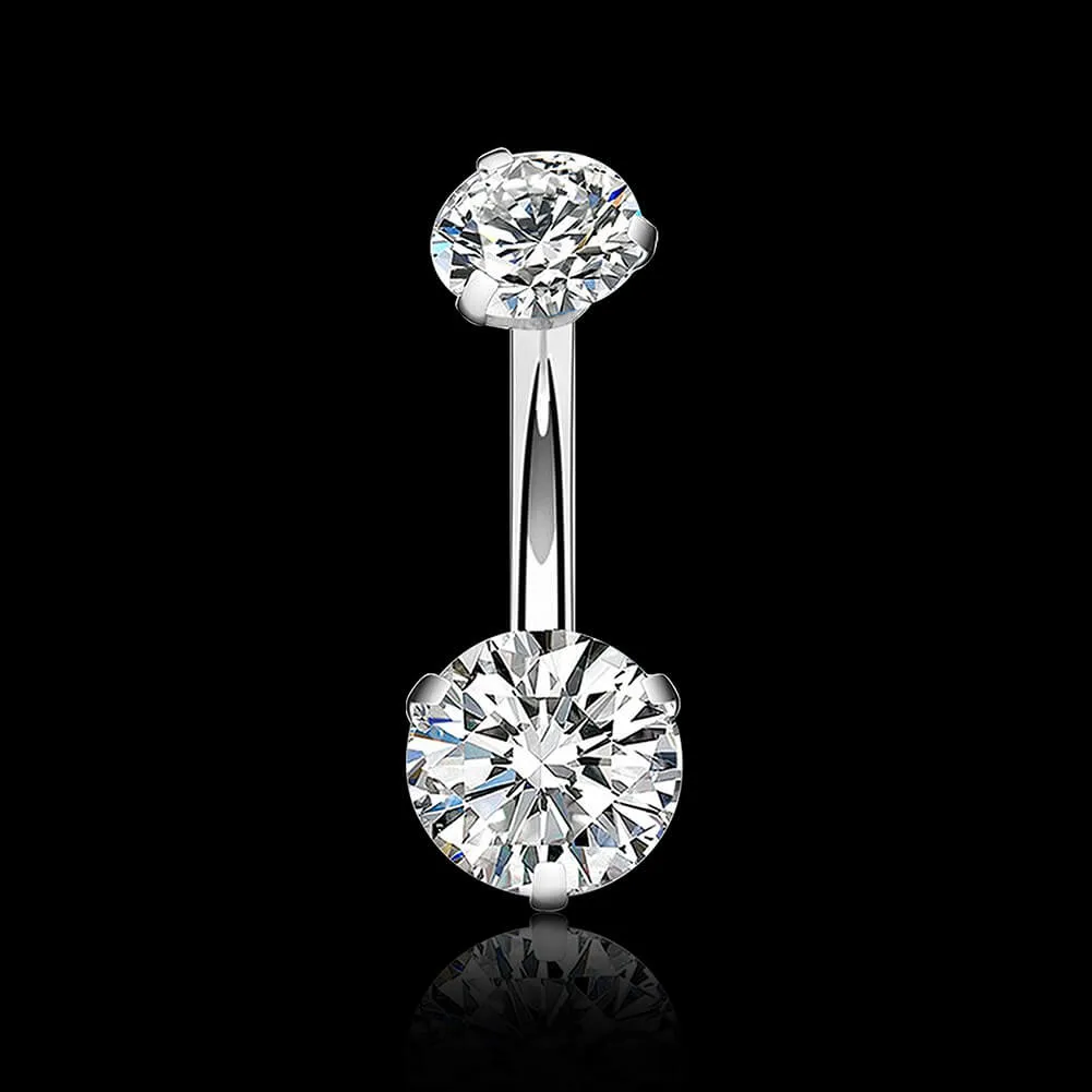 14G Round Double CZ Titanium Belly Button Rings Belly Piercing