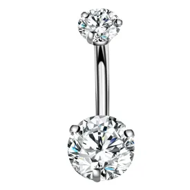 14G Round Double CZ Titanium Belly Button Rings Belly Piercing