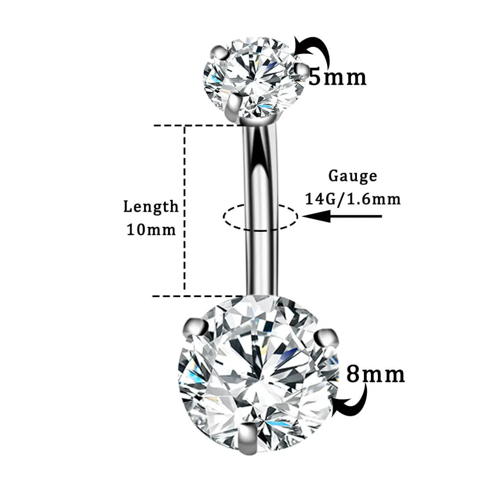 14G Round Double CZ Titanium Belly Button Rings Belly Piercing