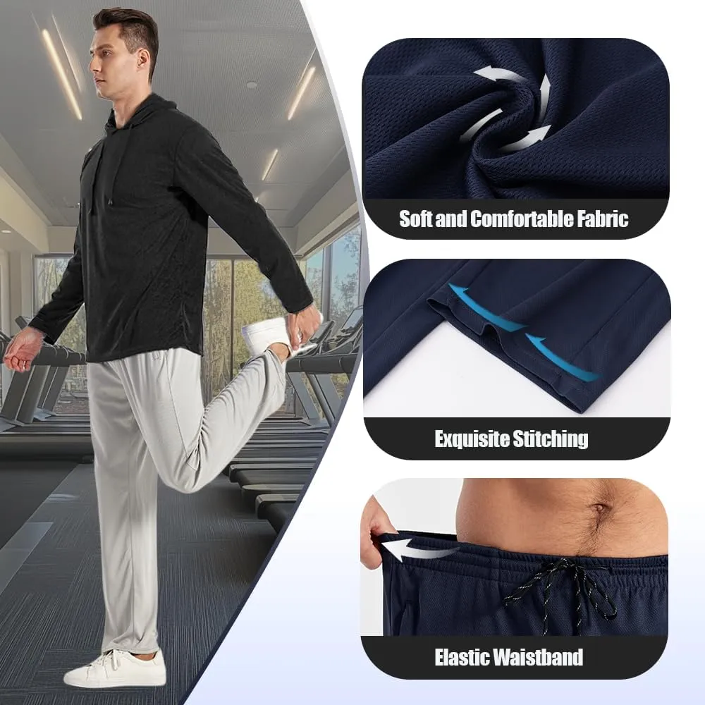 3PC Men's Zipper Mesh Fabric Jogger Pants - Breathable & Flexible Fit, Comfortable for Sports & Casual Wear