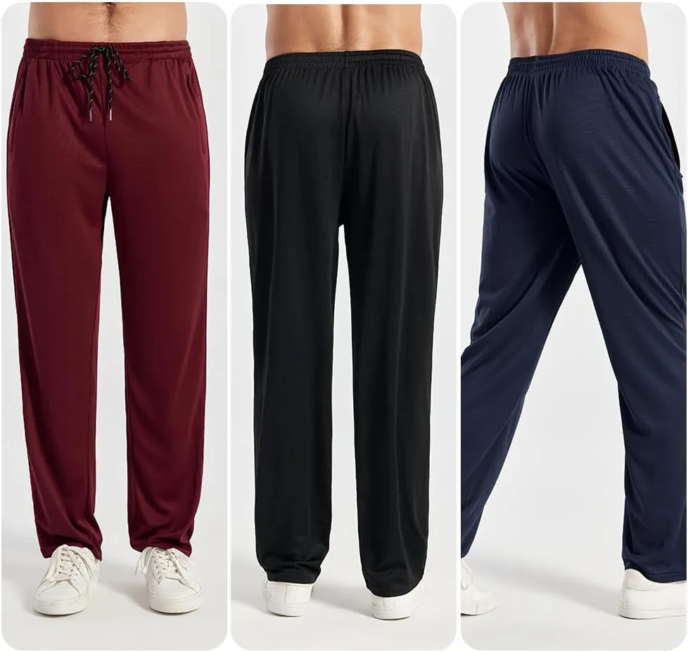 3PC Men's Zipper Mesh Fabric Jogger Pants - Breathable & Flexible Fit, Comfortable for Sports & Casual Wear
