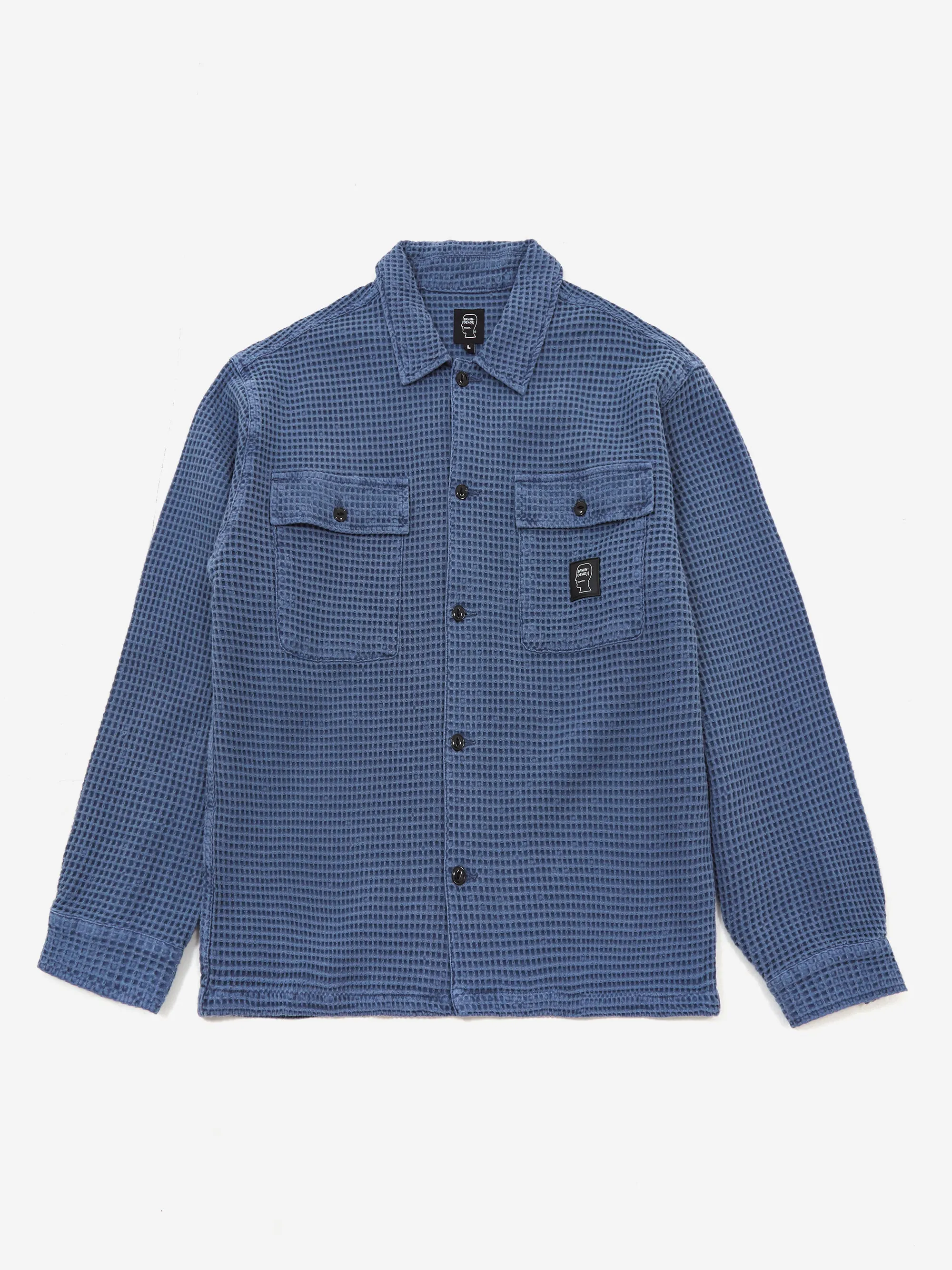 Brain Dead Waffle Button Front Shirt - Blueberry