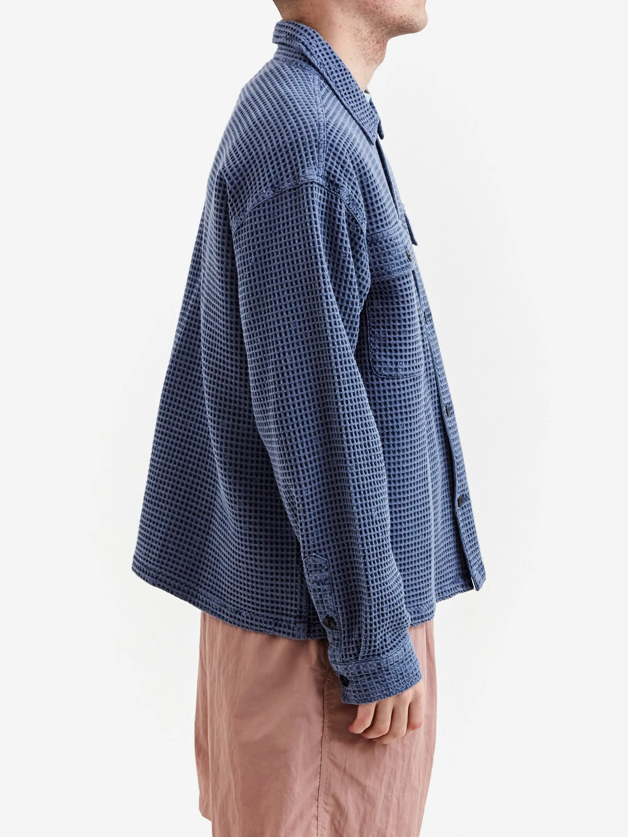 Brain Dead Waffle Button Front Shirt - Blueberry