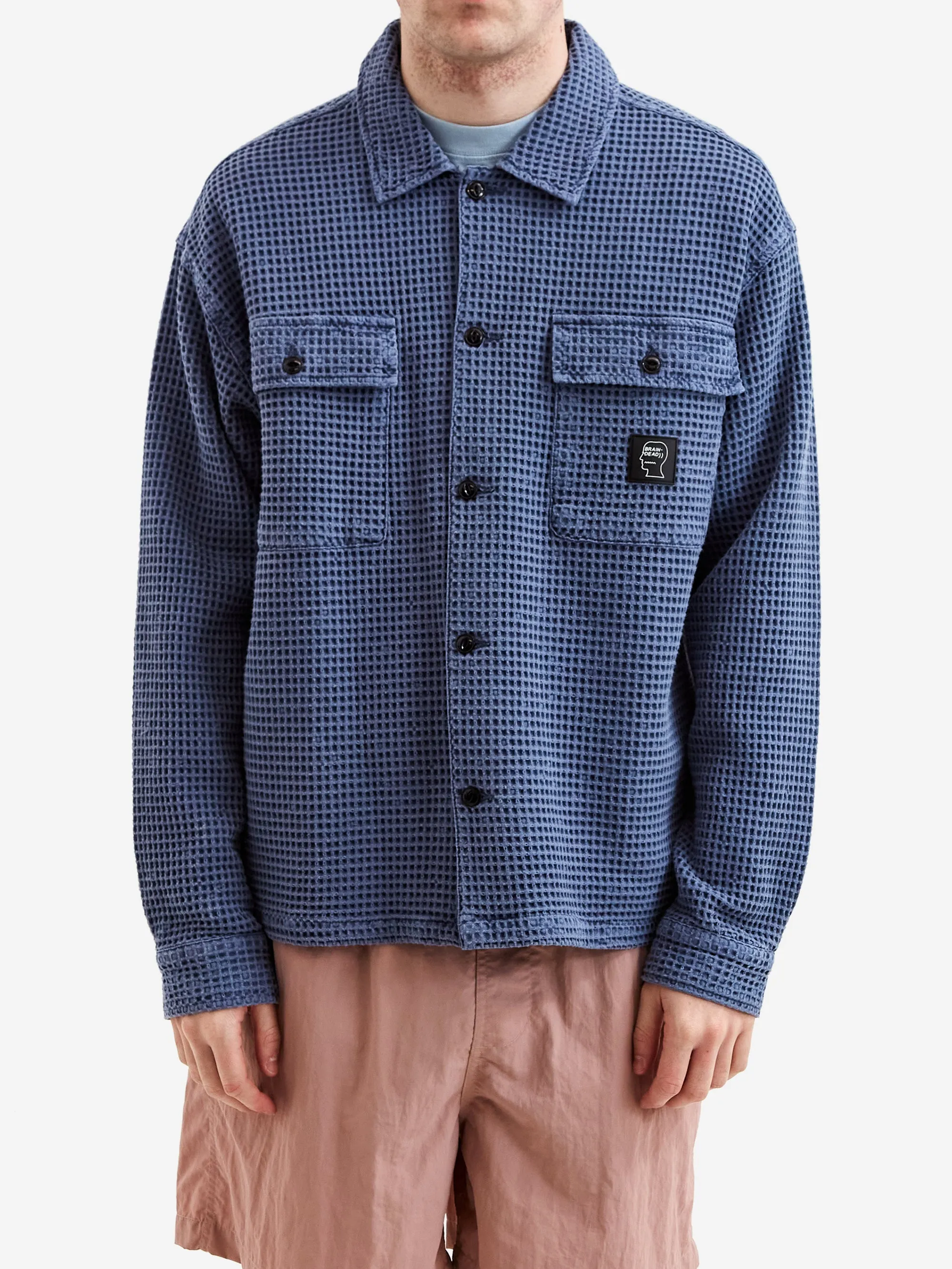 Brain Dead Waffle Button Front Shirt - Blueberry