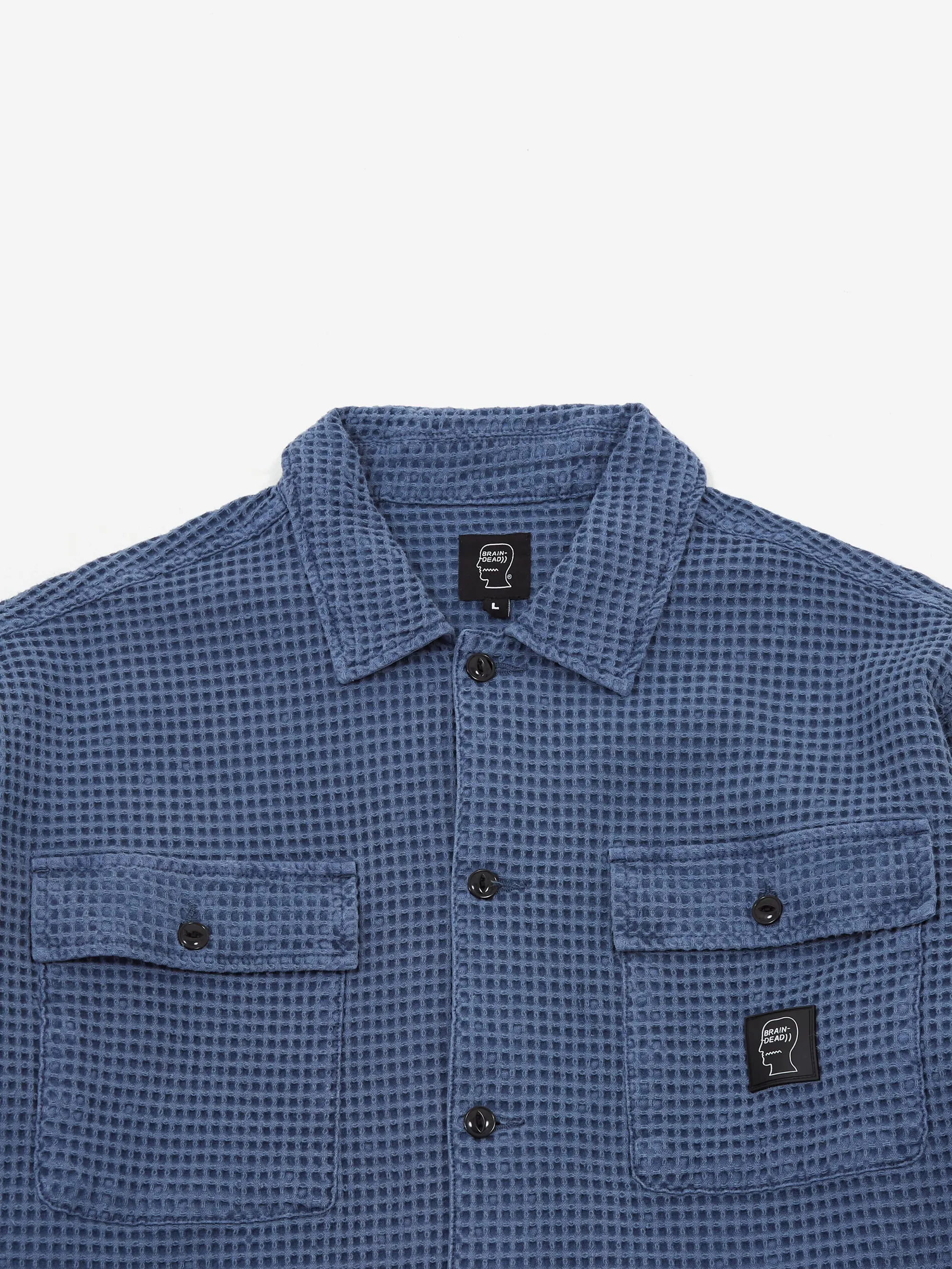 Brain Dead Waffle Button Front Shirt - Blueberry