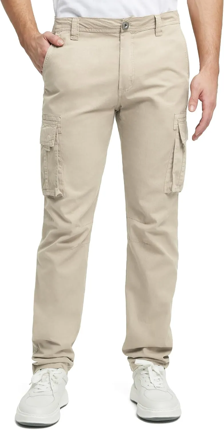 Cargo Pants for Men Cotton Fabric 6 Deep Pockets Straight-Leg Design Work Pants for Men