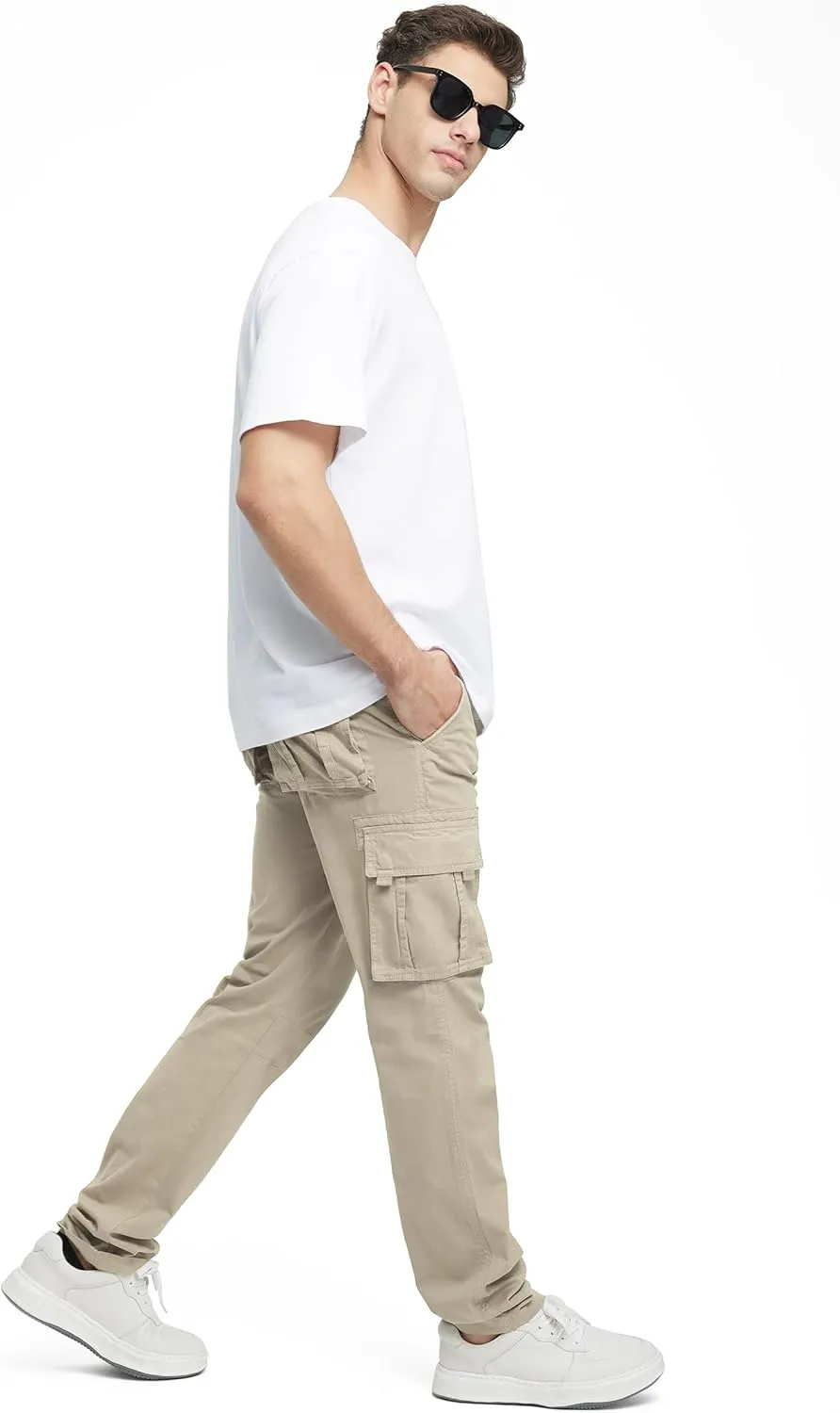 Cargo Pants for Men Cotton Fabric 6 Deep Pockets Straight-Leg Design Work Pants for Men