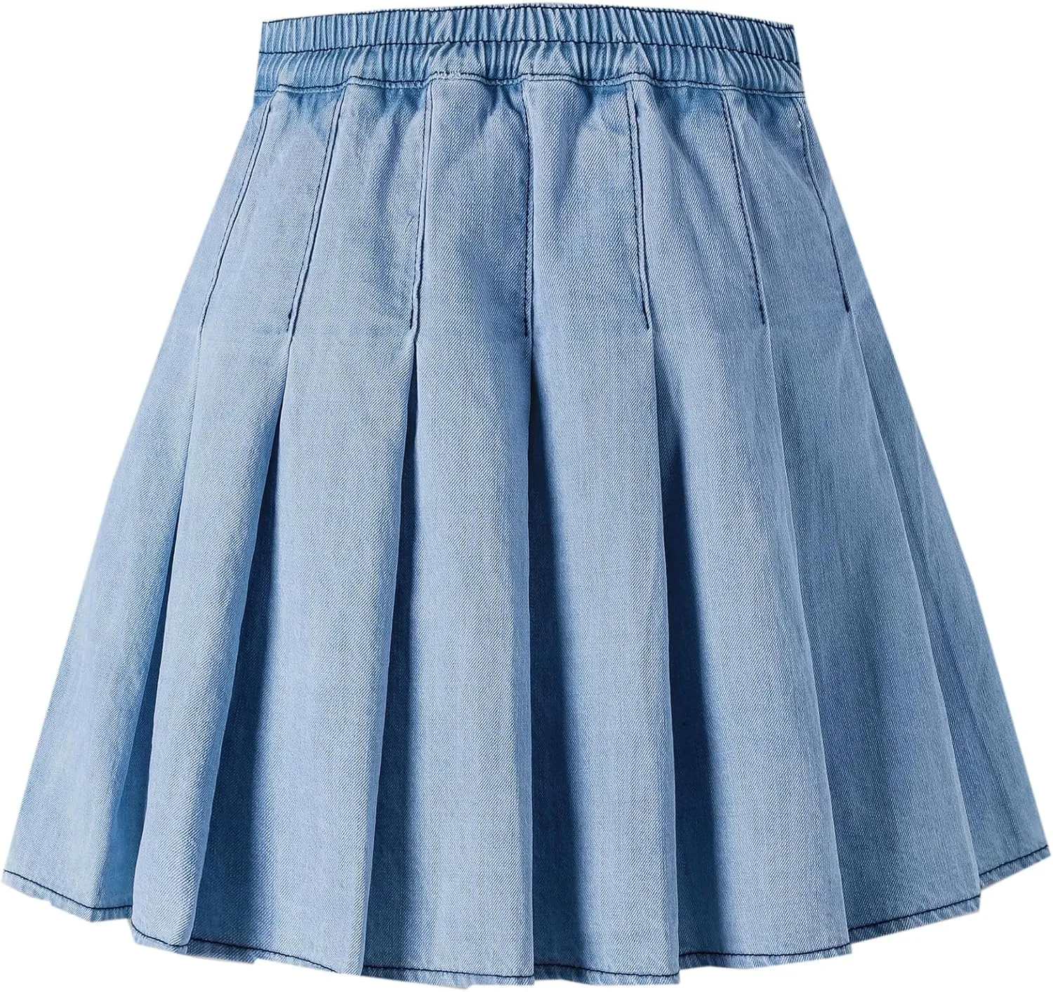 Cromoncent Jean Skirt for Toddler Girls & Women High Waist A Line Pleated Mini Denim Skirts, 2 Years - US 4XL
