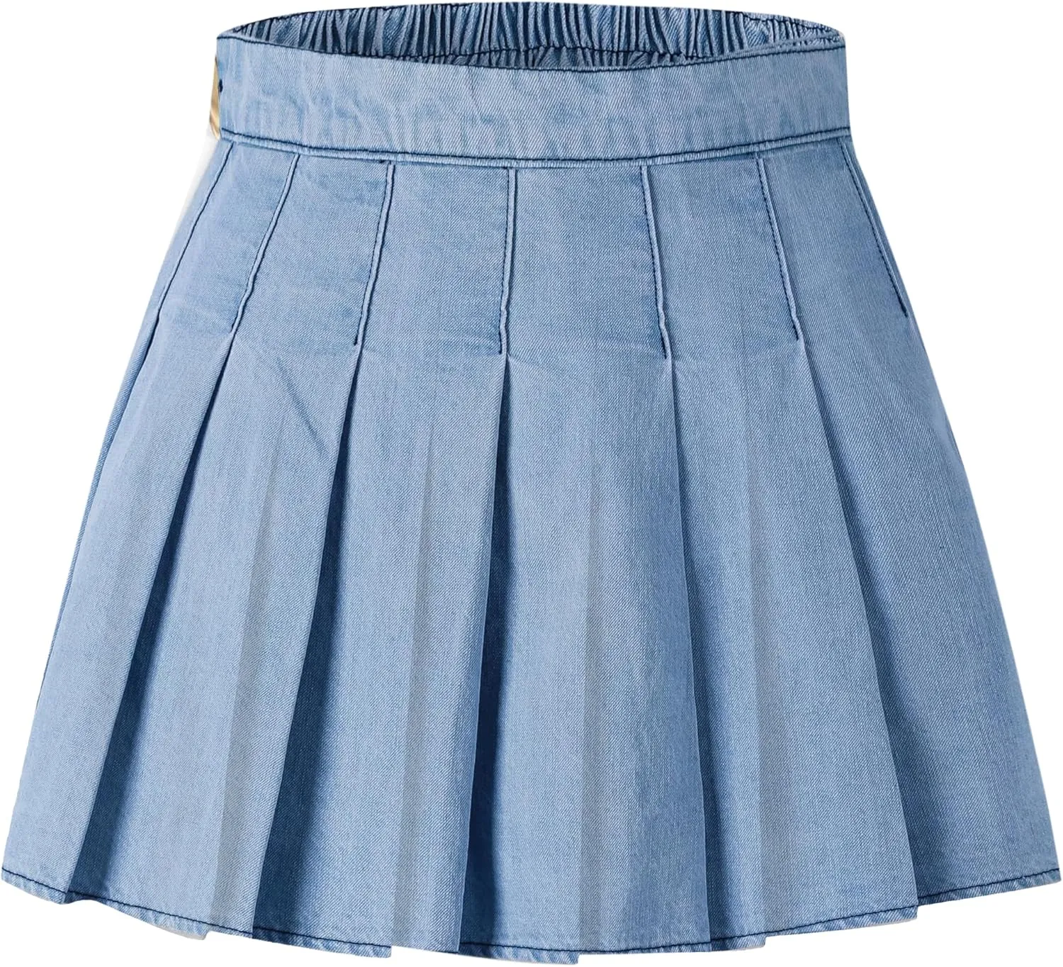 Cromoncent Jean Skirt for Toddler Girls & Women High Waist A Line Pleated Mini Denim Skirts, 2 Years - US 4XL