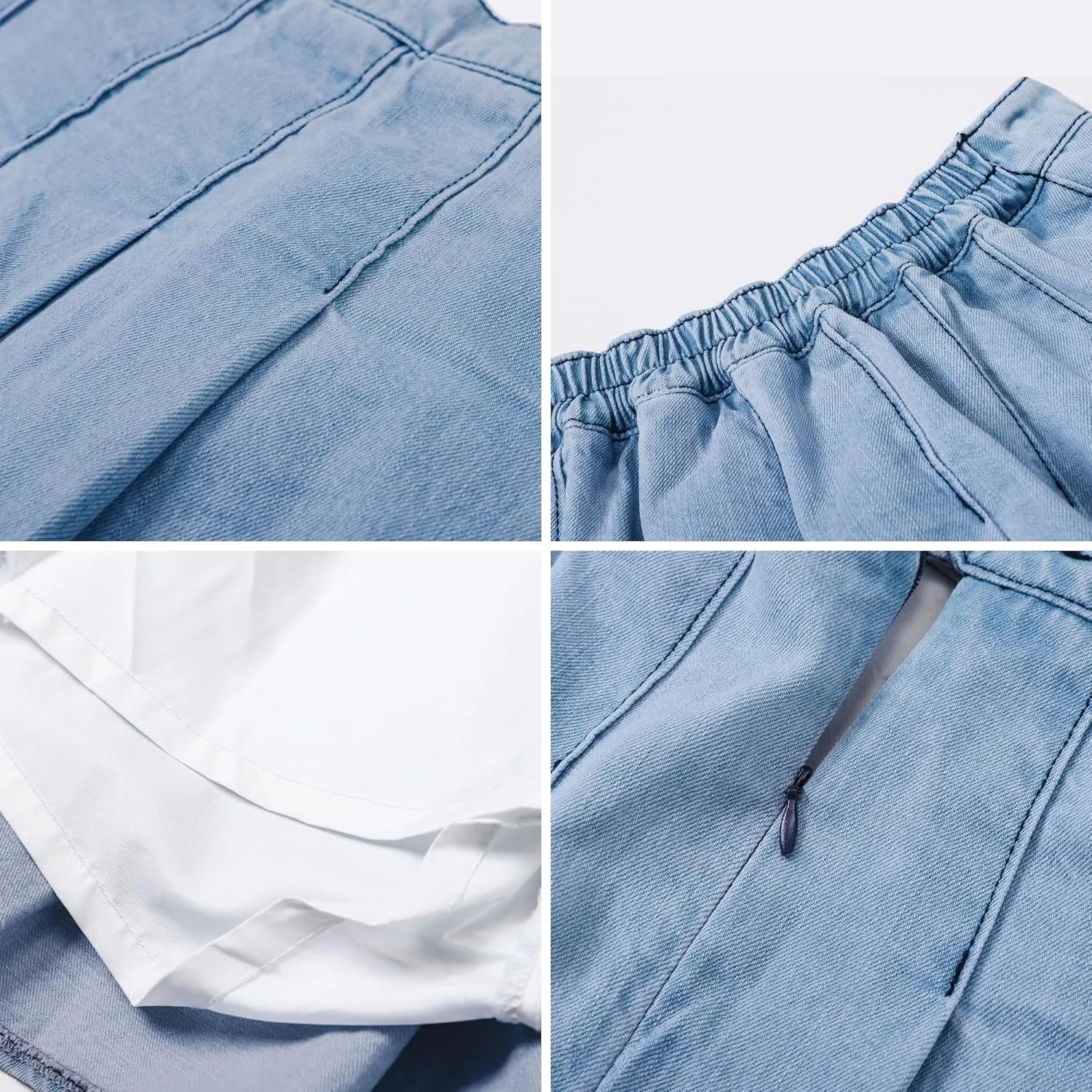 Cromoncent Jean Skirt for Toddler Girls & Women High Waist A Line Pleated Mini Denim Skirts, 2 Years - US 4XL