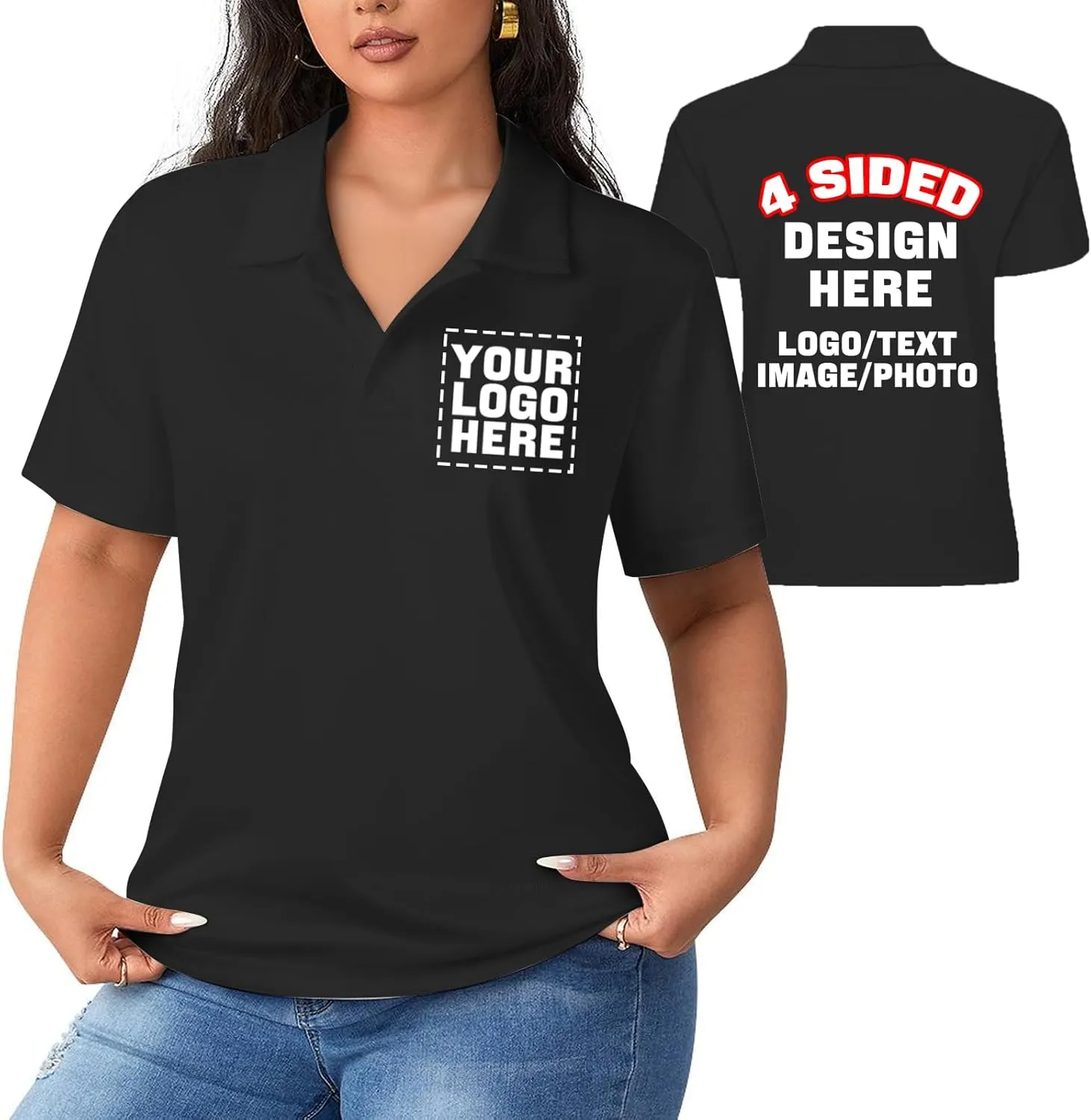 Custom Polo Shirts for Women Add Your Own Image Text Jersey Shirts for Men Personalized Design Polo Logo Shirts
