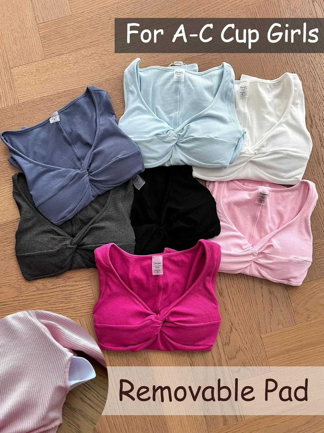 Danysu Women's Ribbed Long Sleeve Going Out Top Twist Front Sweetheart V Neckline Shirts Built-in Bra Slim Fit Tops Tee