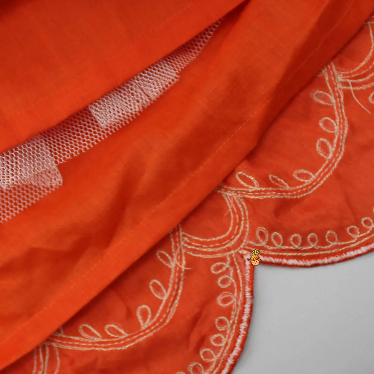 Embroidered Stylish Orange Top And Pleated Lehenga