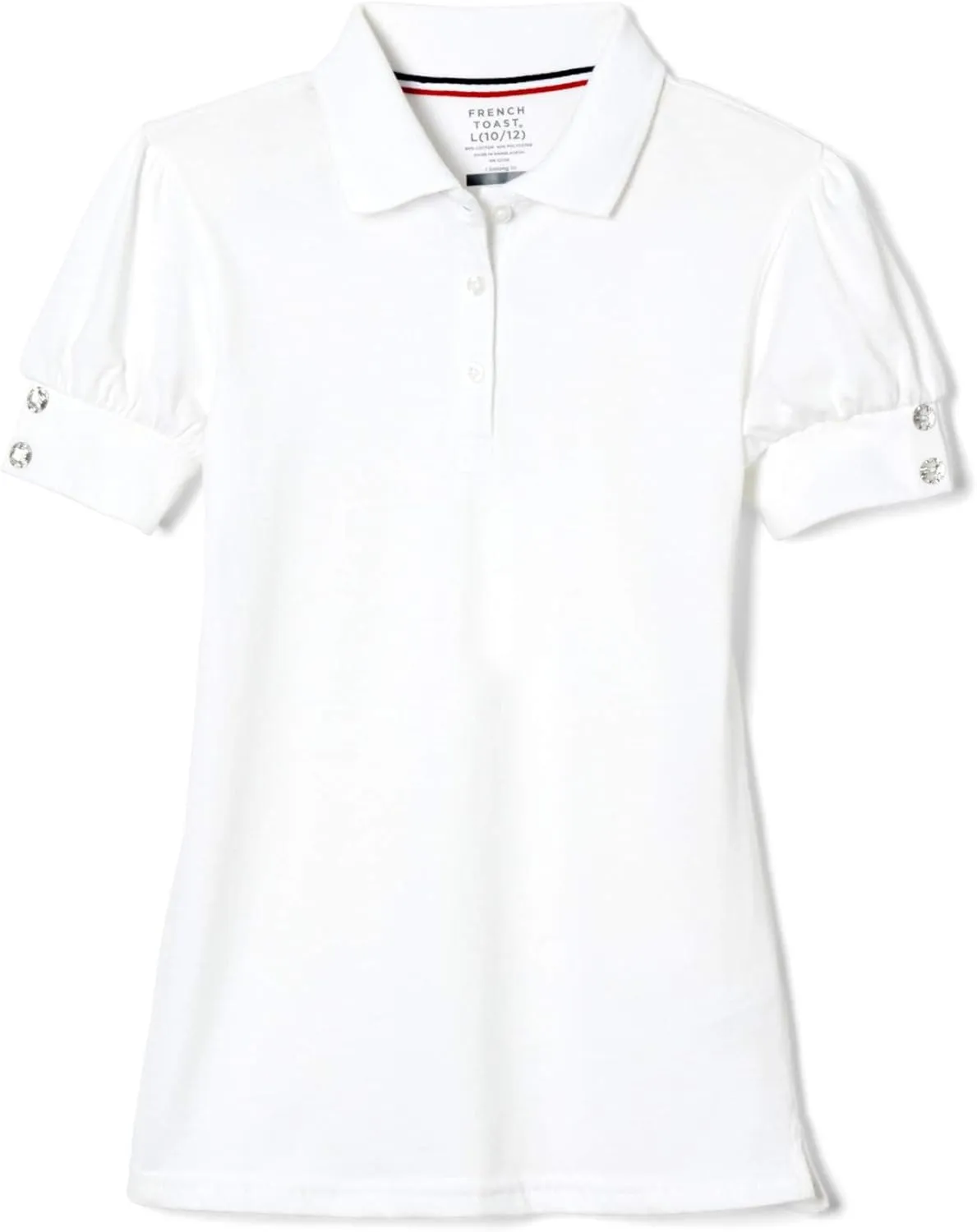 French Toast Girls Plus Size' Puff Sleeve Double Button Polo