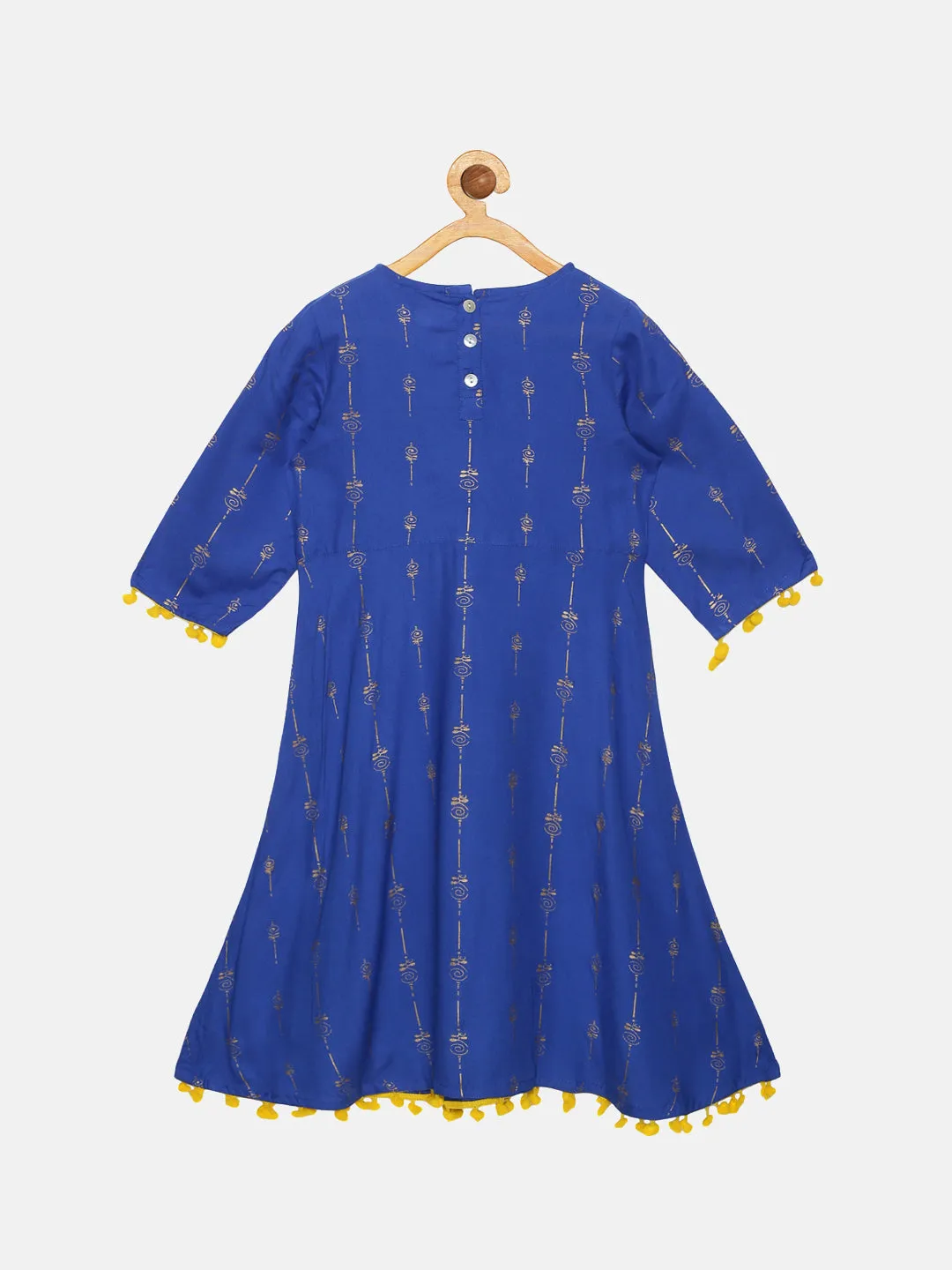 Girls Ethnic Kurta With Pom Pom Hem