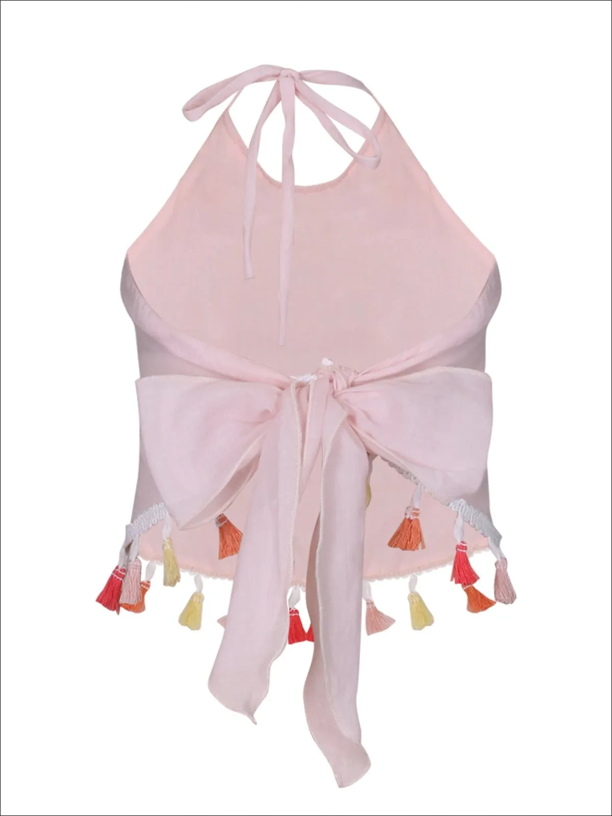 Girls Trimmed Halter Top And Hi-Lo Ruffle Skirt Set