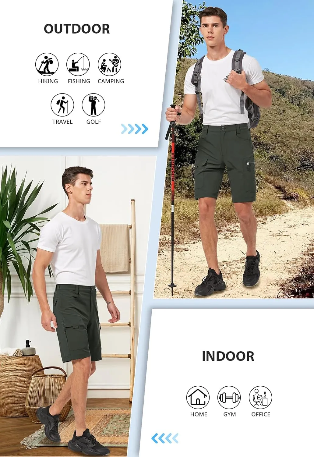 Hiauspor Men's Hiking Cargo Shorts 9"/10" Quick Dry Lightweight Waterproof for Golf Tactical Fishing Casual with 6 Pockets