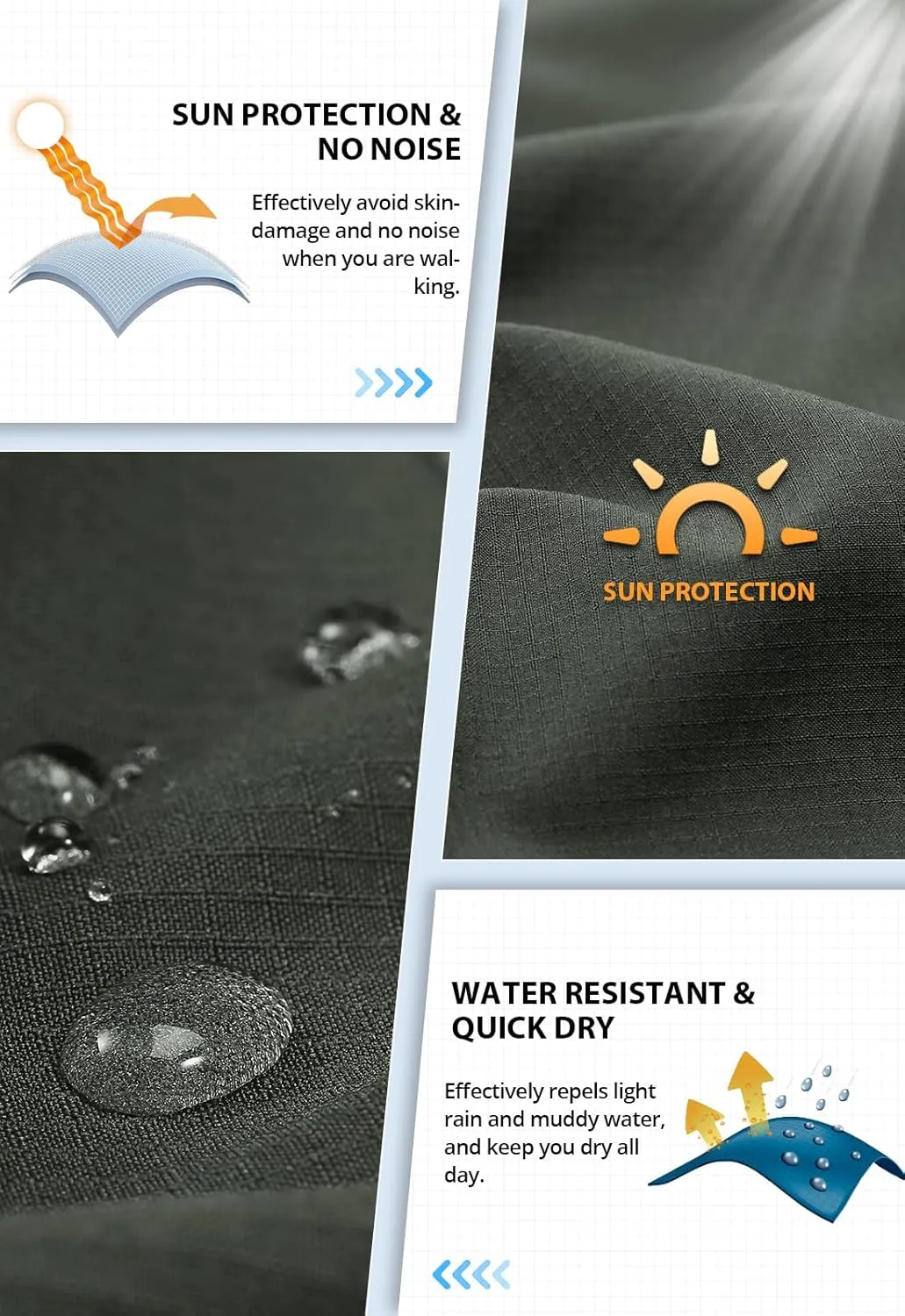 Hiauspor Men's Hiking Cargo Shorts 9"/10" Quick Dry Lightweight Waterproof for Golf Tactical Fishing Casual with 6 Pockets