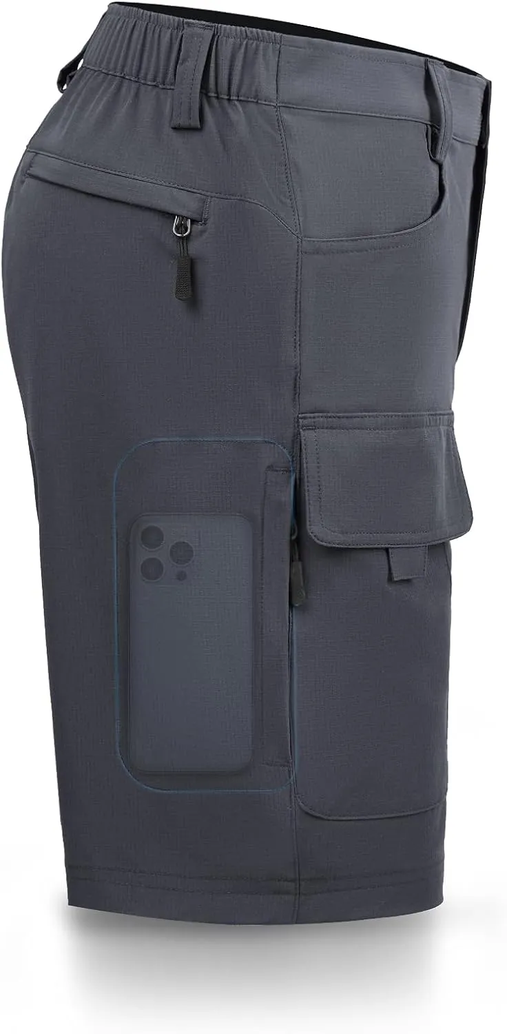 Hiauspor Men's Hiking Cargo Shorts 9"/10" Quick Dry Lightweight Waterproof for Golf Tactical Fishing Casual with 6 Pockets