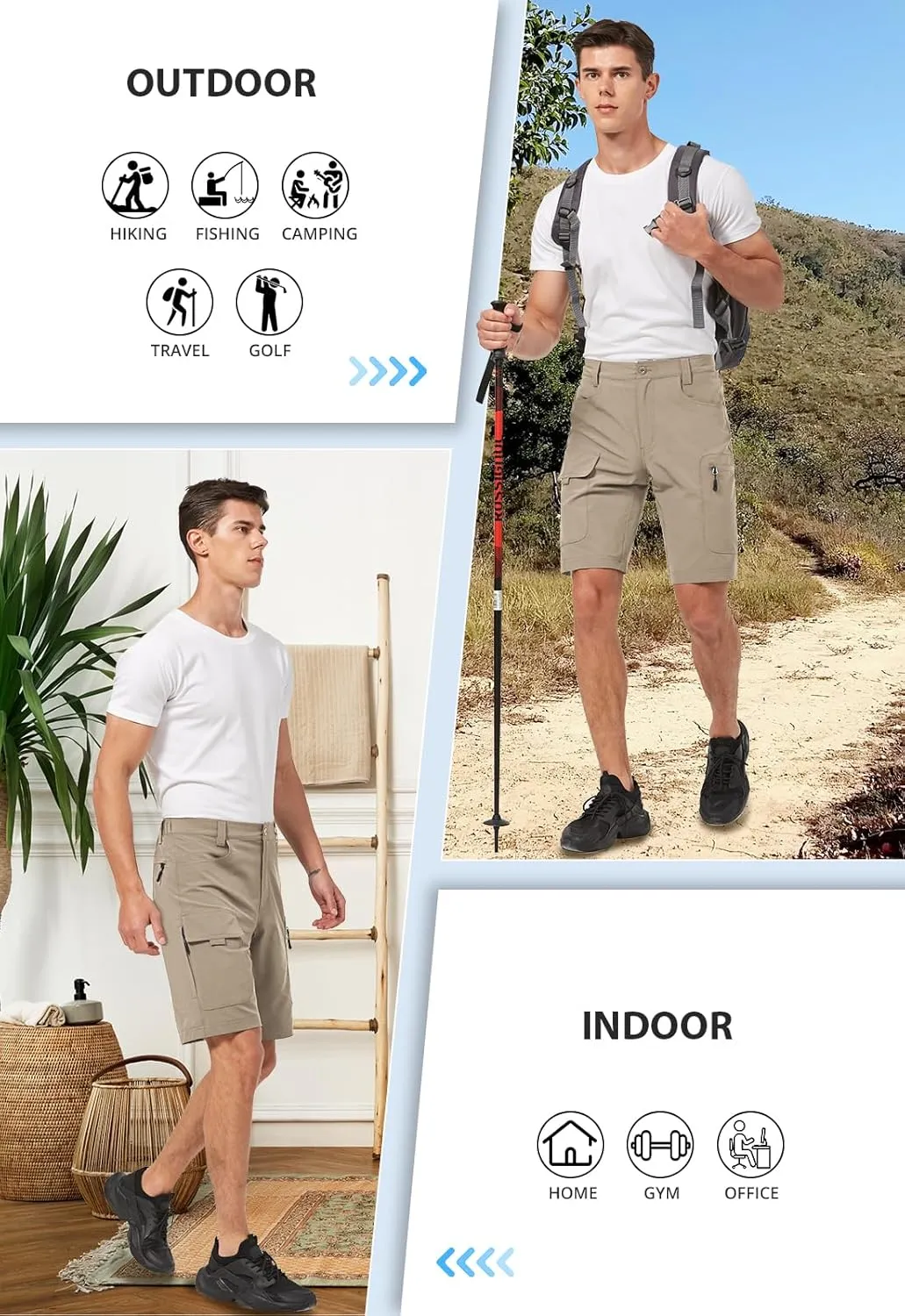 Hiauspor Men's Hiking Cargo Shorts 9"/10" Quick Dry Lightweight Waterproof for Golf Tactical Fishing Casual with 6 Pockets