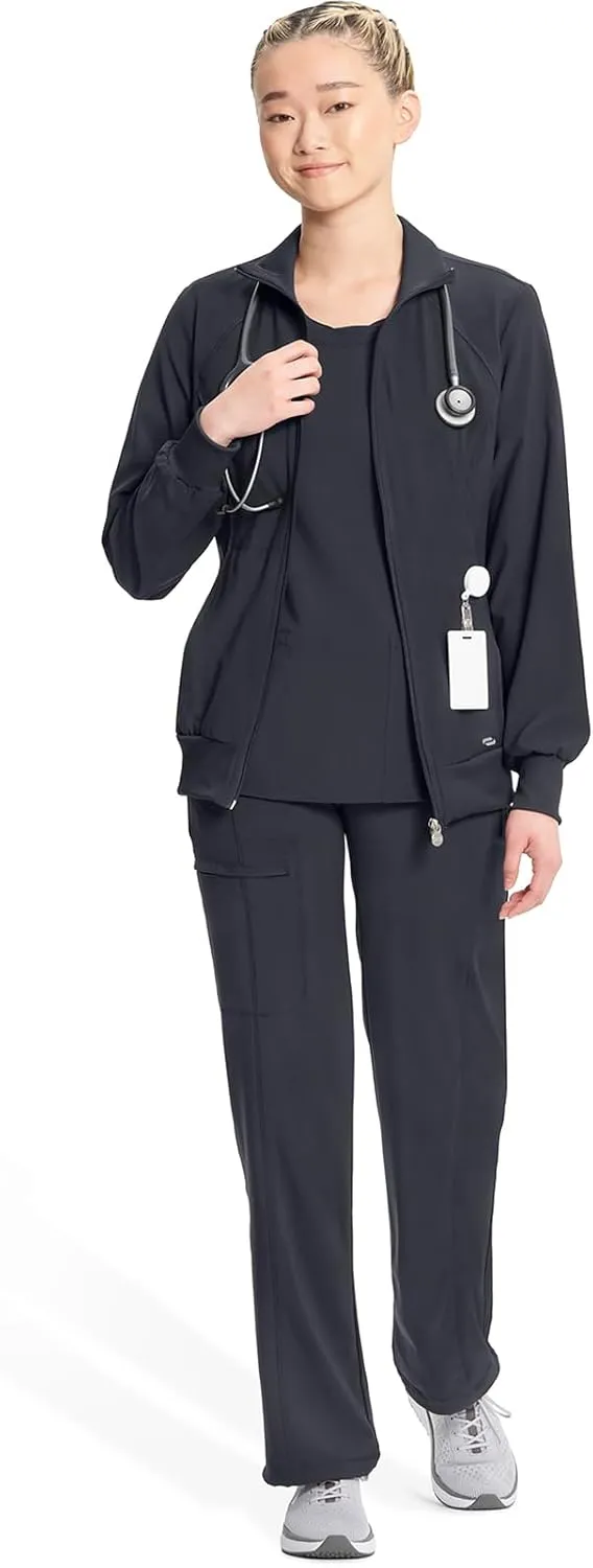 Infinity by Cherokee Zip Front Scrub Jackets for Women, 4-Way Stretch Fabric, 2391A