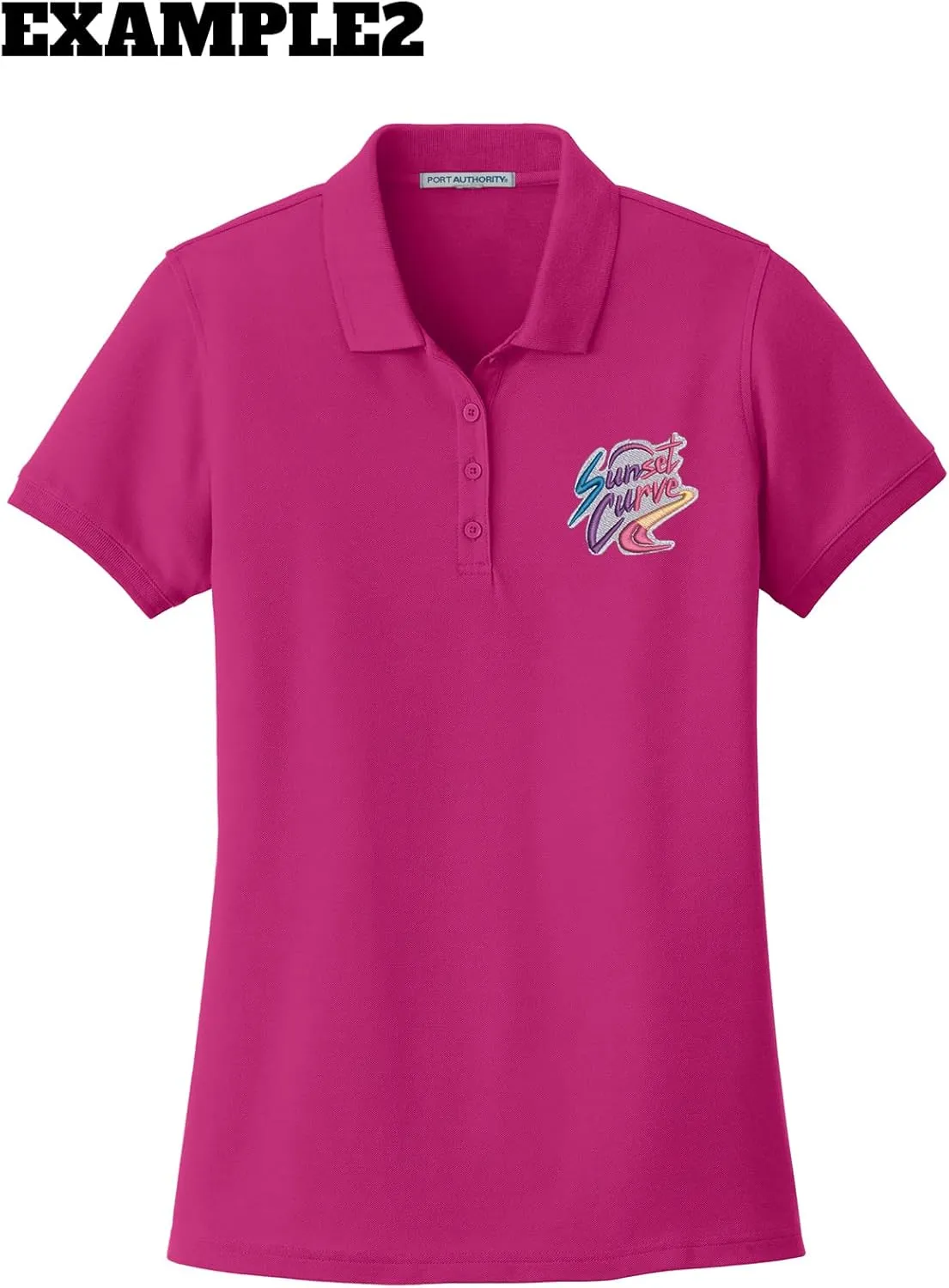 INK STITCH L100 Ladies Custom Stitching Embroidery Logo Text Design Your Own Core Pique Polo Shirts