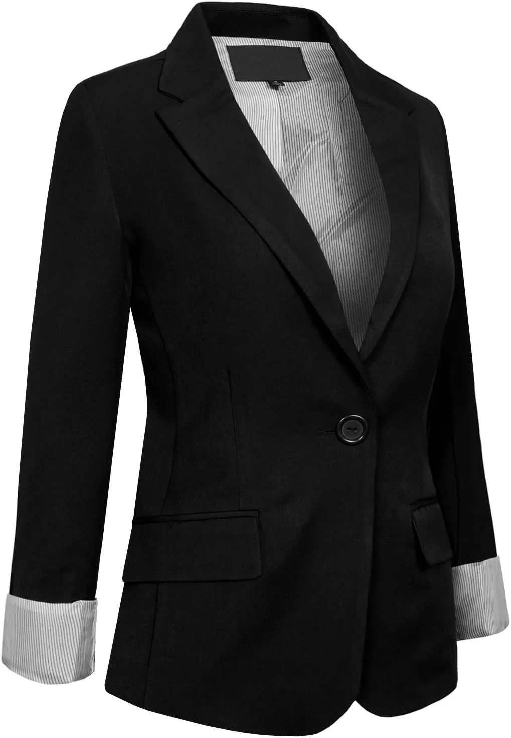 J. LOVNY Women's Premium Fabric Comfy with One Button Oversized Boyfriend Blazer S-3XL