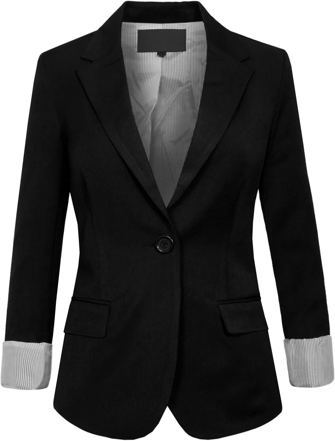 J. LOVNY Women's Premium Fabric Comfy with One Button Oversized Boyfriend Blazer S-3XL