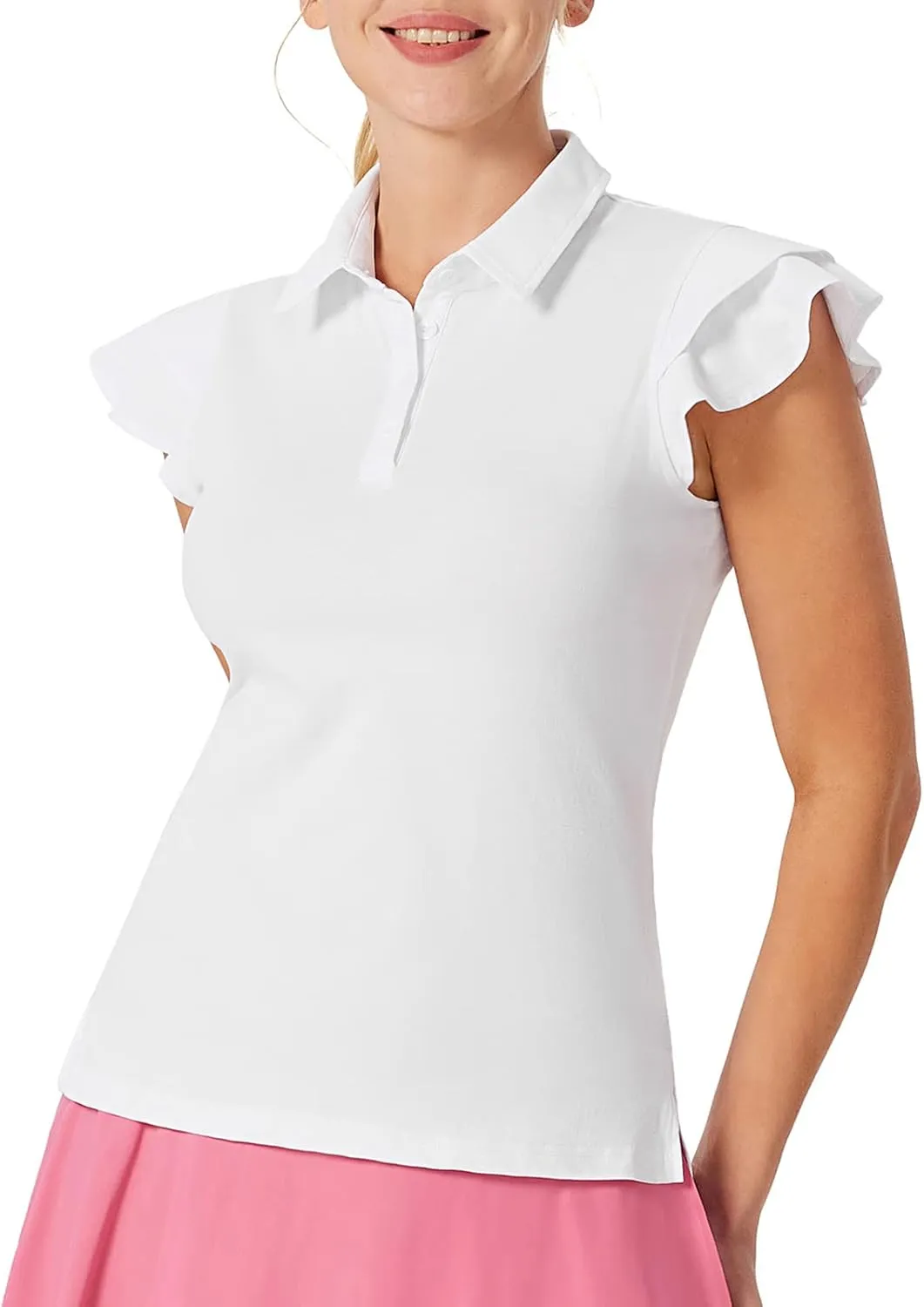 JACK SMITH Womens Golf Polo Shirt Ruffles Sleeveless Moisture Wicking Tennis Shirts Lightweight Athletic Tops