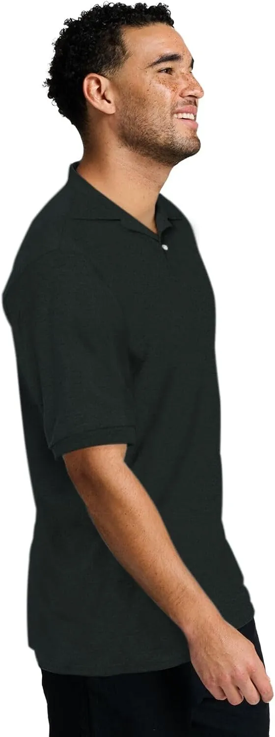Jerzees Men's Short Sleeve Polo Shirts, Cotton Blend, Two Button Closure, Regular Fit, Sizes S-5x