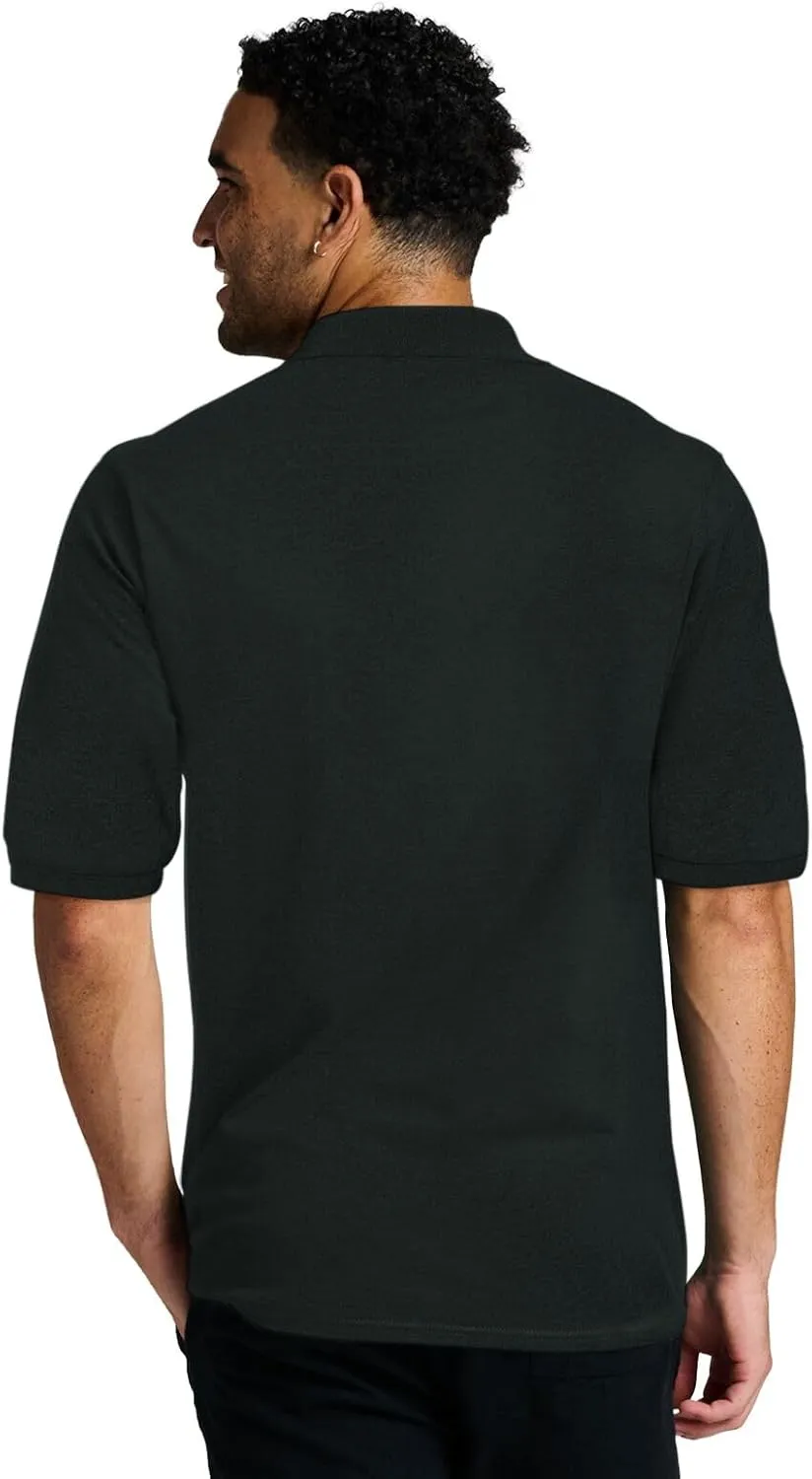 Jerzees Men's Short Sleeve Polo Shirts, Cotton Blend, Two Button Closure, Regular Fit, Sizes S-5x
