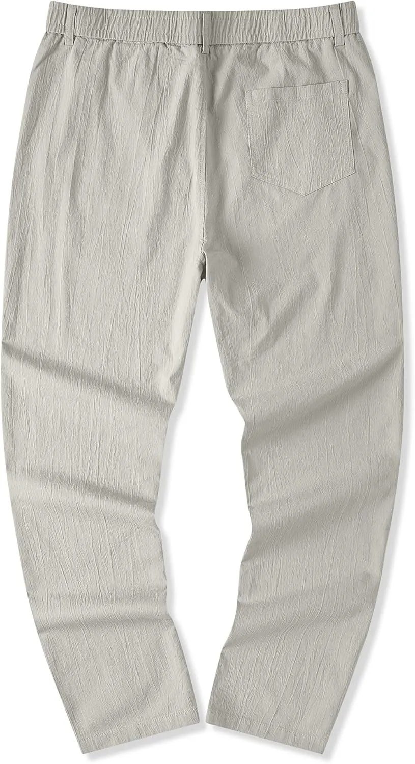 JMIERR Men's Casual Chino Pants Stretch Washed Crinkle 4 Way Textured Pants with Zipper Pockets and Elastic Waistband