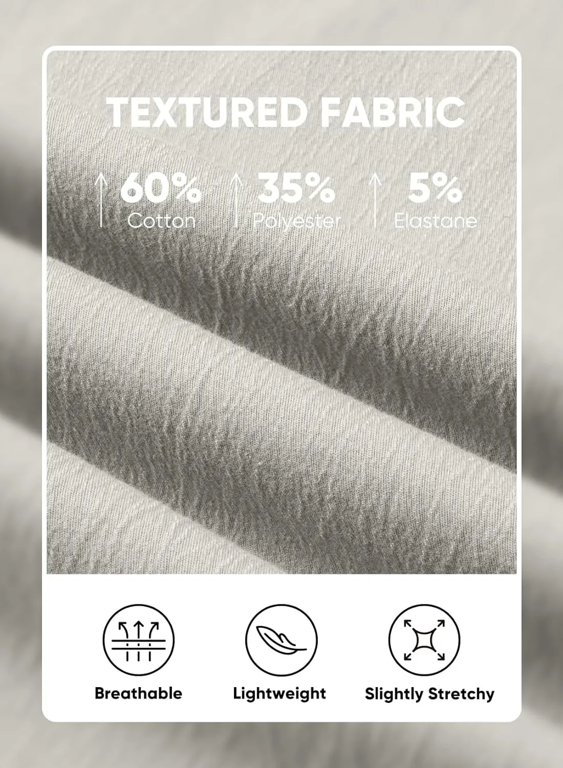 JMIERR Men's Casual Chino Pants Stretch Washed Crinkle 4 Way Textured Pants with Zipper Pockets and Elastic Waistband