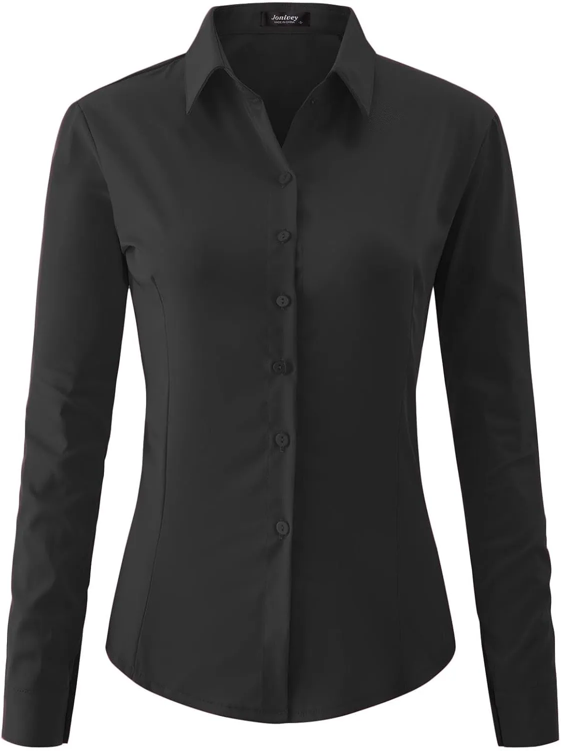 jonivey Womens Long Sleeve Button Down Stretch Dress Shirt Soft Wrinkle Free Work Casual Business Office Blouse