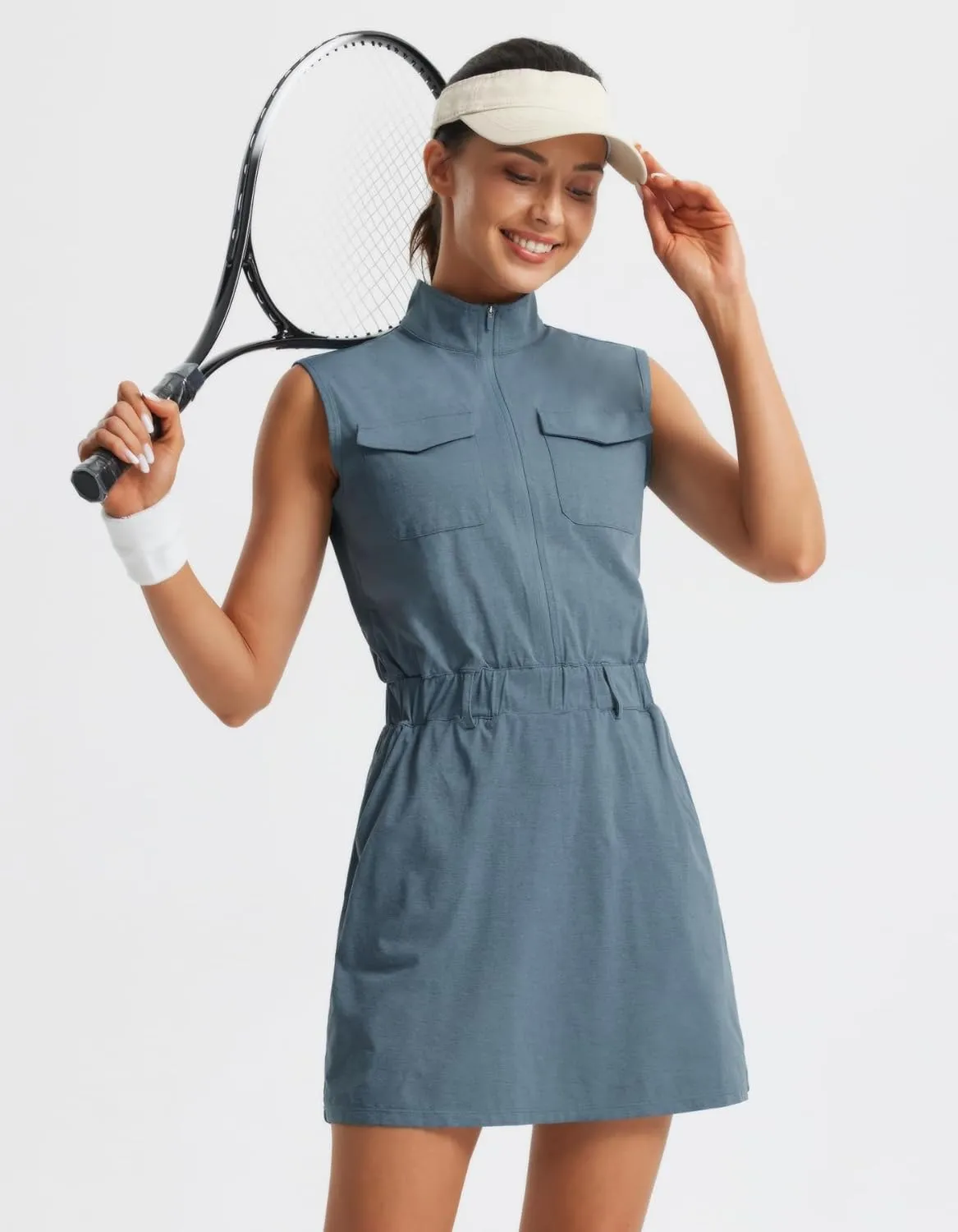 Libin Tennis Golf Dress for Women with Built-in Separate Shorts Athletic Active Exercise Sports Dresses Summer Outfits