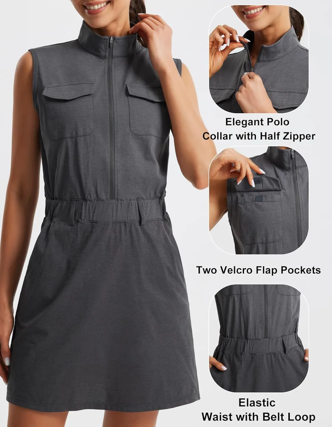 Libin Tennis Golf Dress for Women with Built-in Separate Shorts Athletic Active Exercise Sports Dresses Summer Outfits