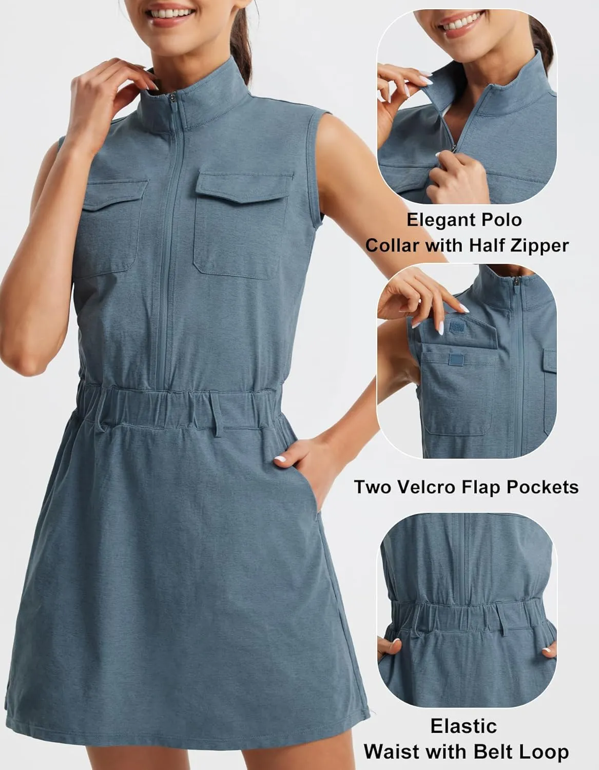 Libin Tennis Golf Dress for Women with Built-in Separate Shorts Athletic Active Exercise Sports Dresses Summer Outfits