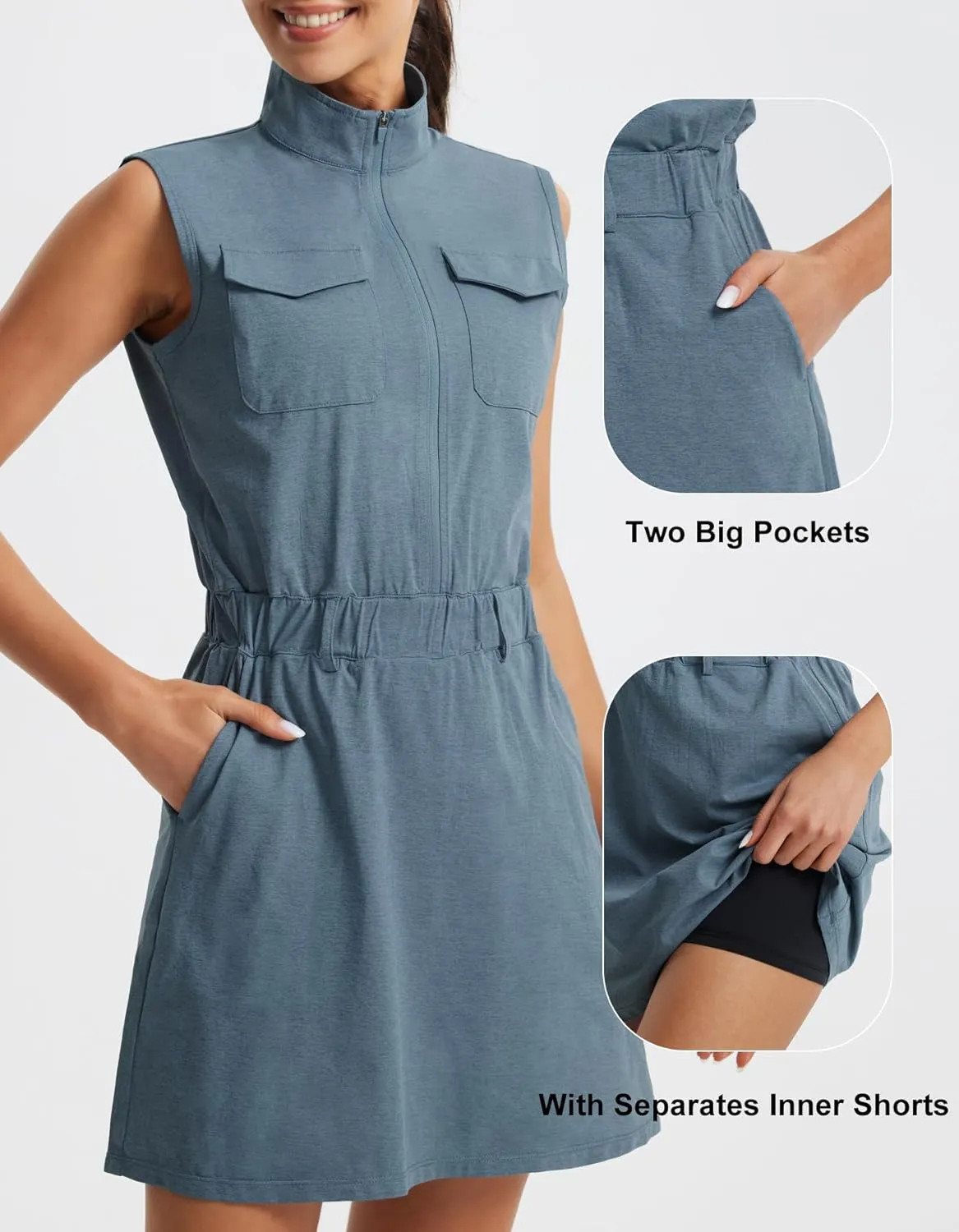 Libin Tennis Golf Dress for Women with Built-in Separate Shorts Athletic Active Exercise Sports Dresses Summer Outfits