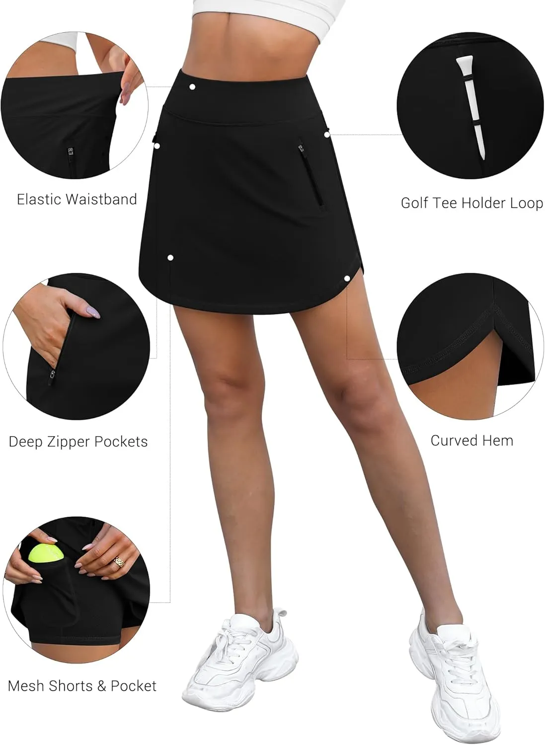 LouKeith Golf Skirts for Women Tennis Skirt with Zipper Pockets High Waisted Running Casual Athletic Skorts Built-in Shorts