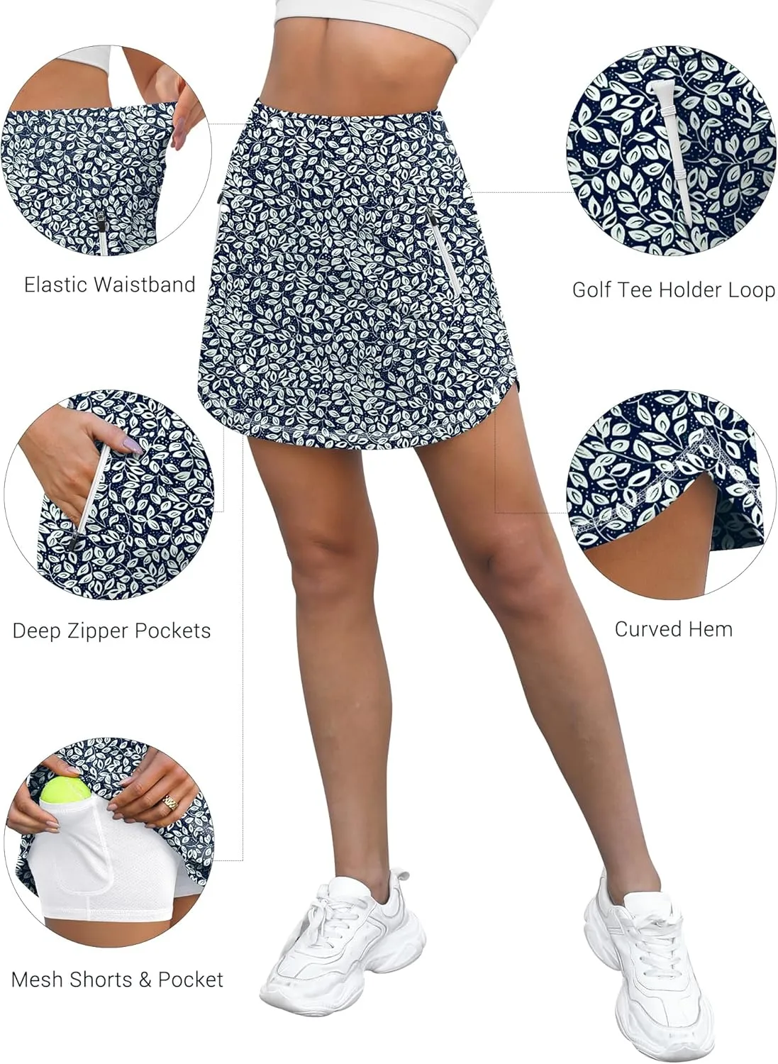 LouKeith Golf Skirts for Women Tennis Skirt with Zipper Pockets High Waisted Running Casual Athletic Skorts Built-in Shorts