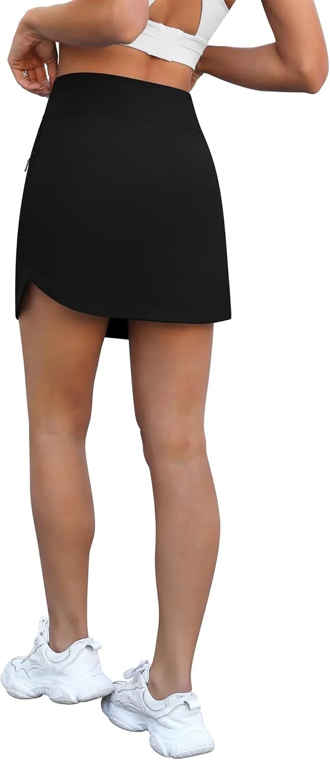 LouKeith Golf Skirts for Women Tennis Skirt with Zipper Pockets High Waisted Running Casual Athletic Skorts Built-in Shorts