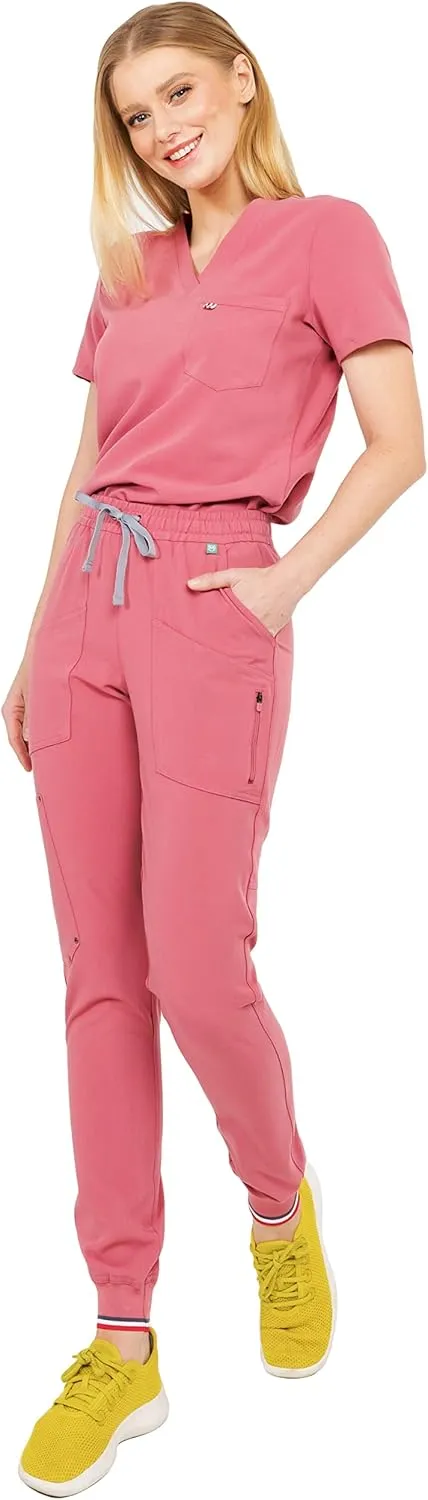 Mediclo Women's Medical Scrub Pants - Catalina Jogger 7 Pockets Eco Friendly Sustainable FYSEL Fabric Tapered Leg Workwear