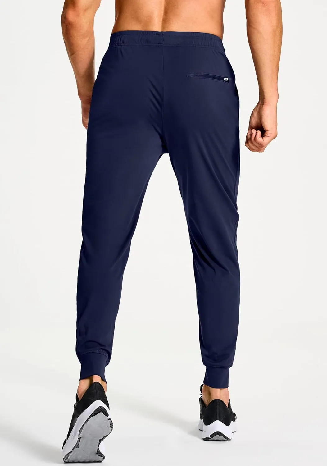 Men's Athletic Joggers Stretch Sweatpants with Zipper Pockets Running Workout Gym Track Golf Pants for Men