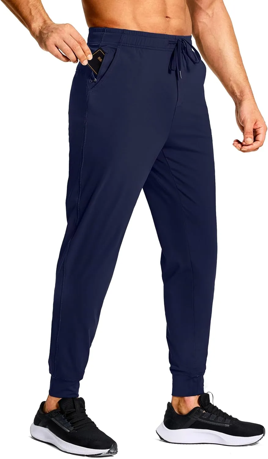 Men's Athletic Joggers Stretch Sweatpants with Zipper Pockets Running Workout Gym Track Golf Pants for Men