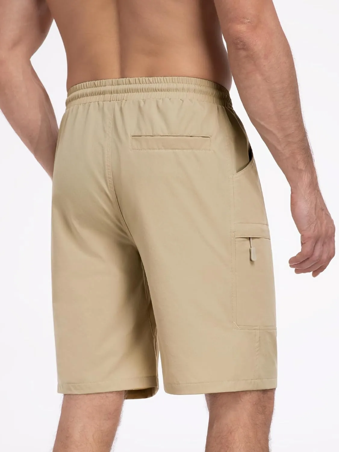 Mens Cargo Casual Shorts Lightweight Stretch Athletic Shorts Elastic Waistband with 5 Pockets Hiking Gym Beach