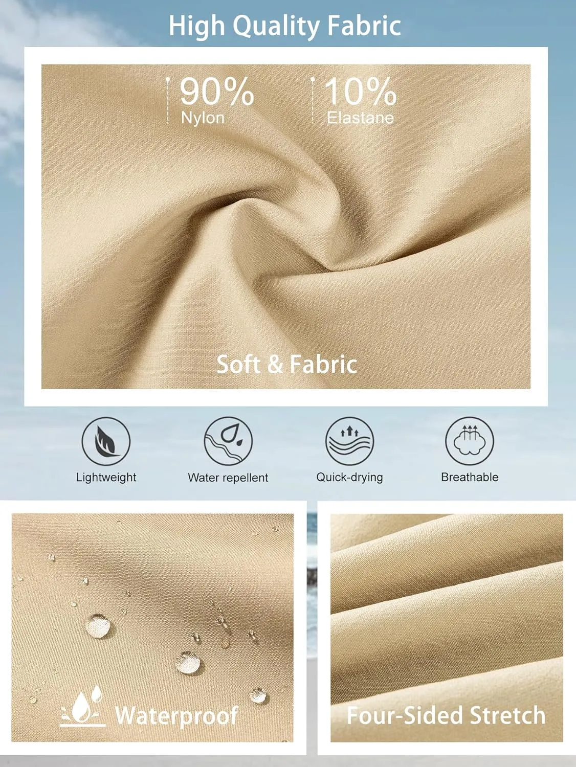 Mens Cargo Casual Shorts Lightweight Stretch Athletic Shorts Elastic Waistband with 5 Pockets Hiking Gym Beach