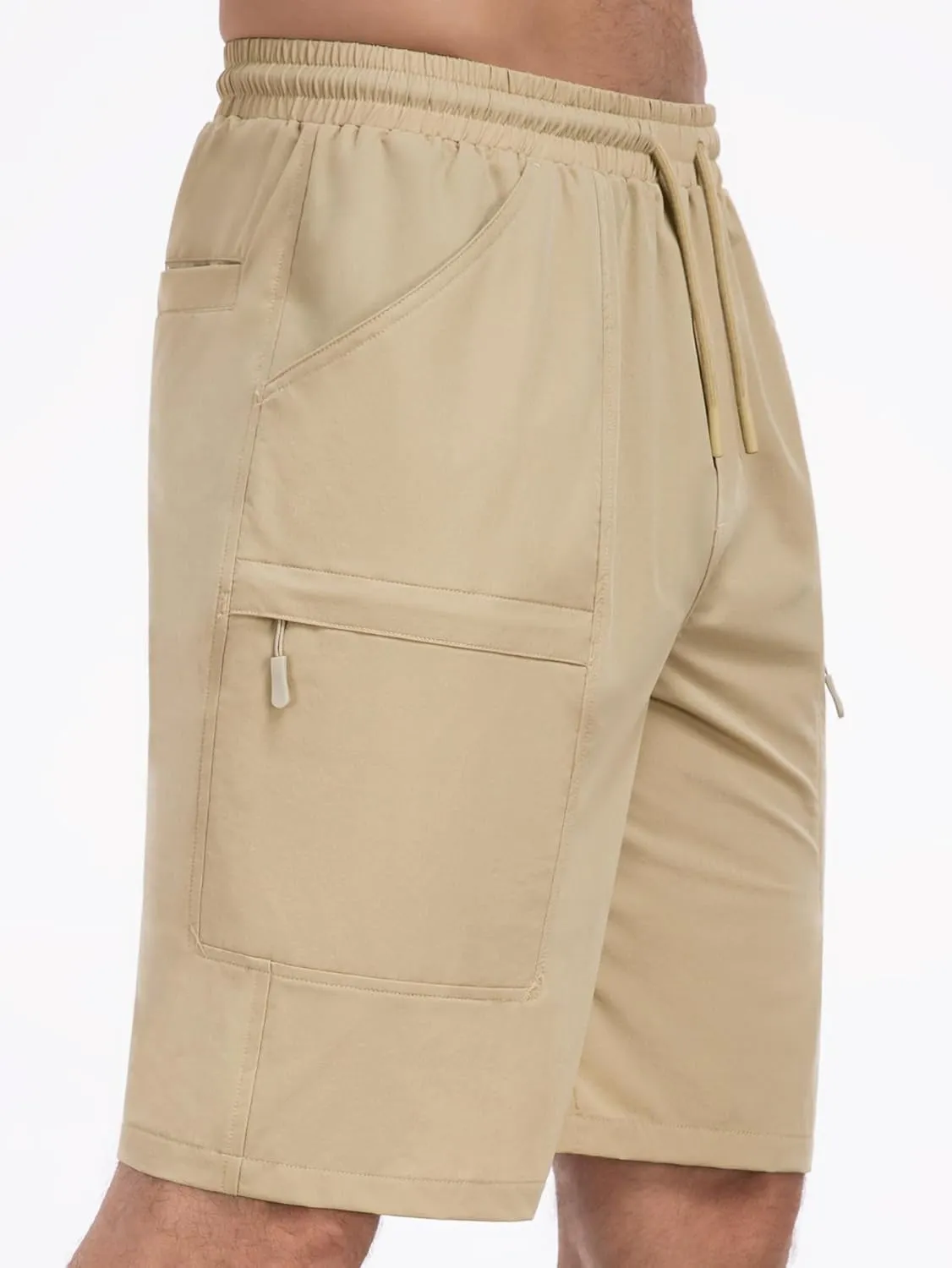 Mens Cargo Casual Shorts Lightweight Stretch Athletic Shorts Elastic Waistband with 5 Pockets Hiking Gym Beach