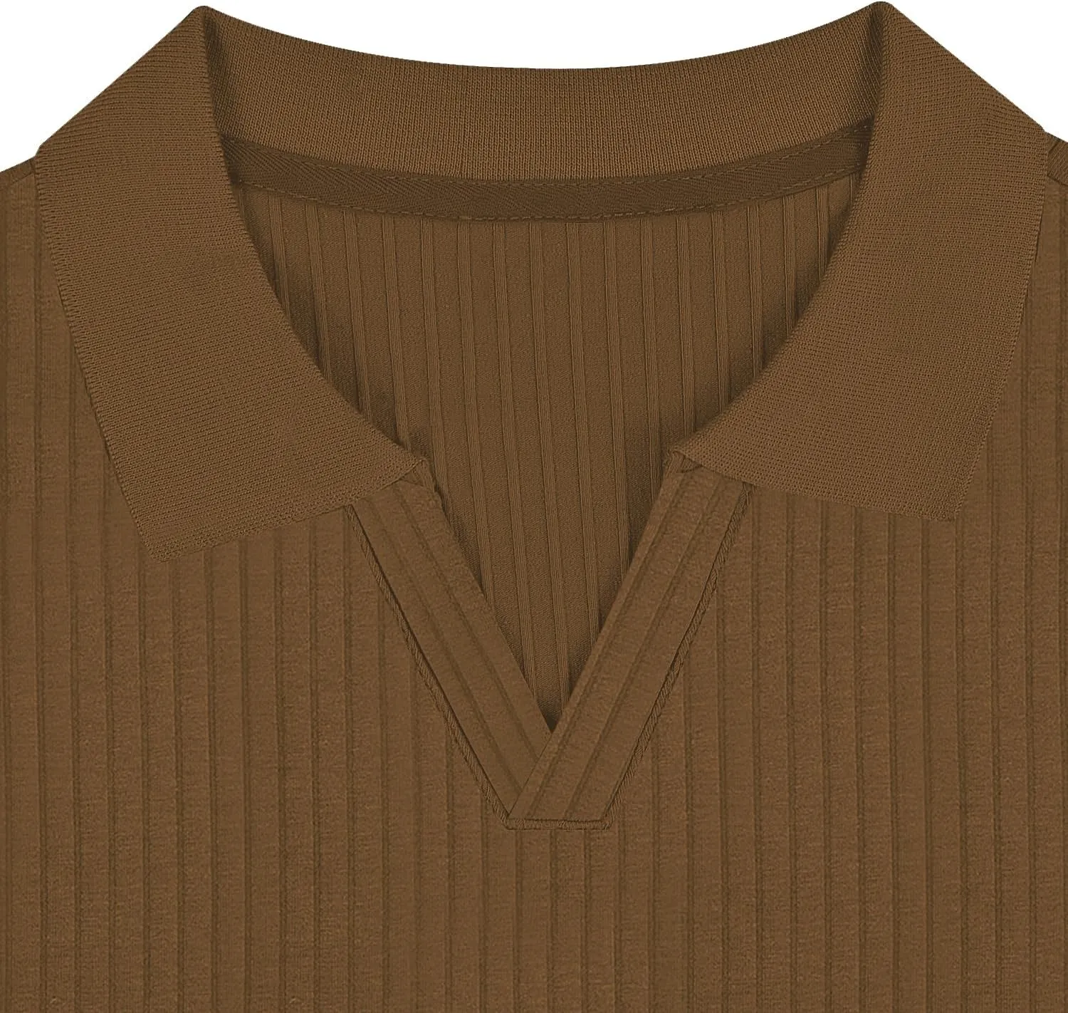 Men's Muscle V Neck Polo Shirts Slim Fit Short Long Sleeve Cotton Golf T-Shirts Ribbed Knit Soft Tees