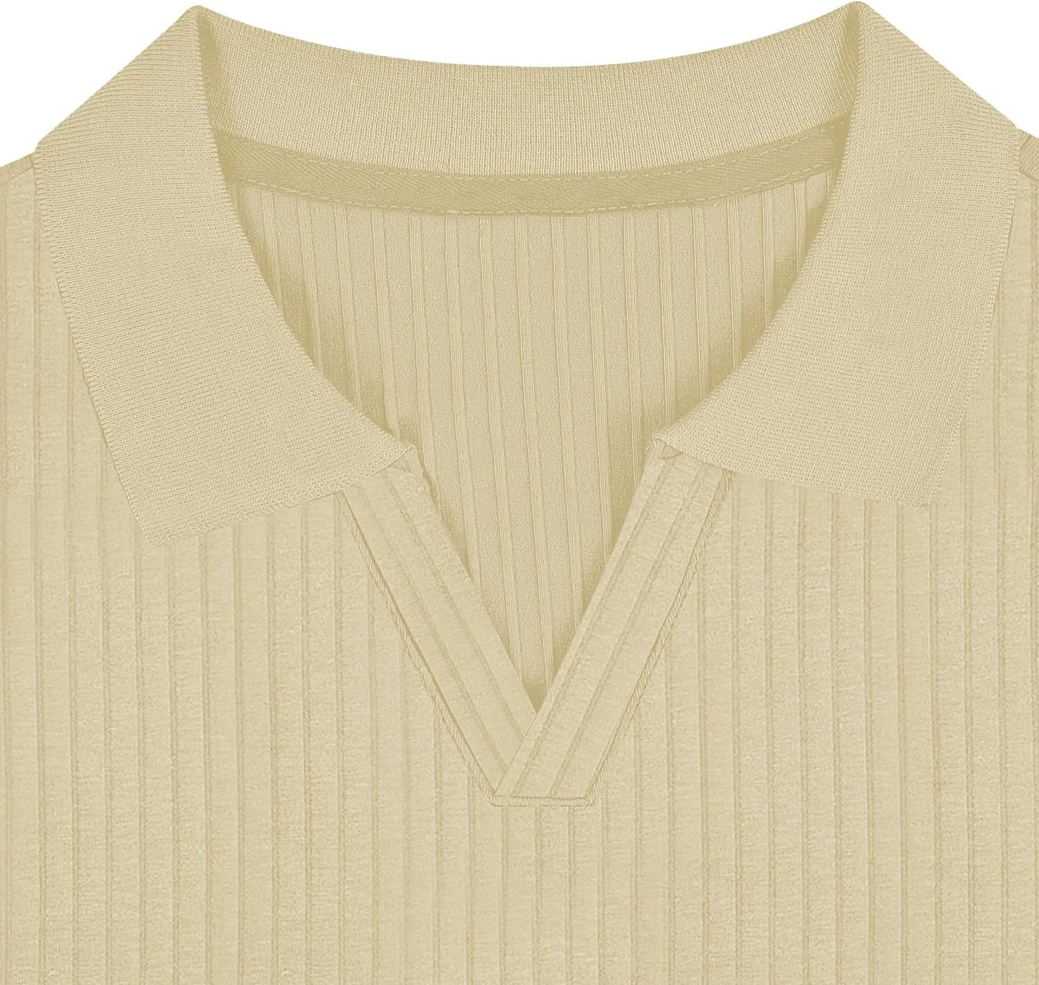 Men's Muscle V Neck Polo Shirts Slim Fit Short Long Sleeve Cotton Golf T-Shirts Ribbed Knit Soft Tees