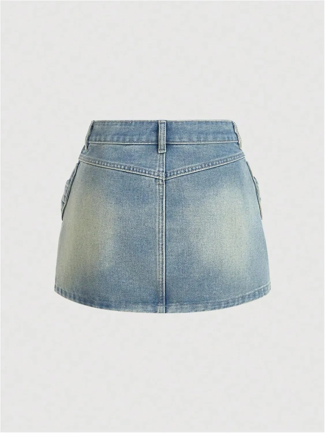 Milumia Women's Bow Knot Front Bodycon Denim Jean Mini Skirt with Pocket